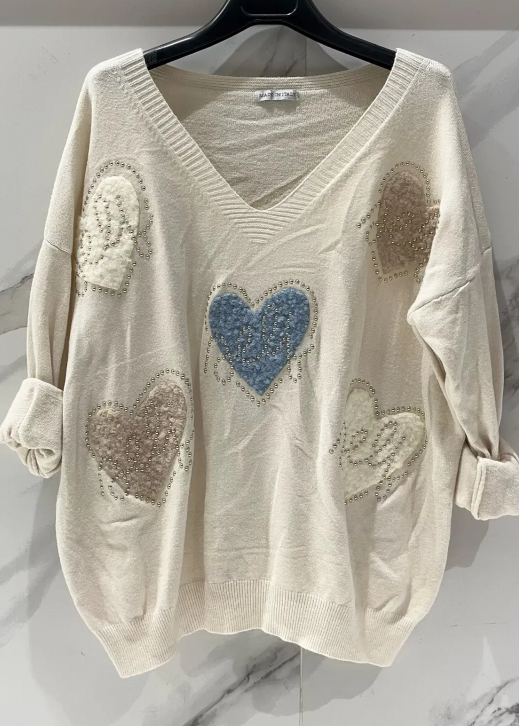 Puff heart sweater