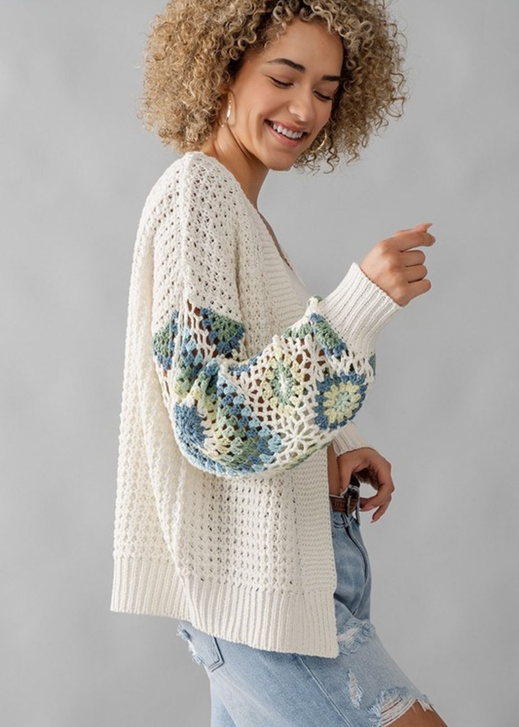 Crochet sleeve cardigan +2 colors