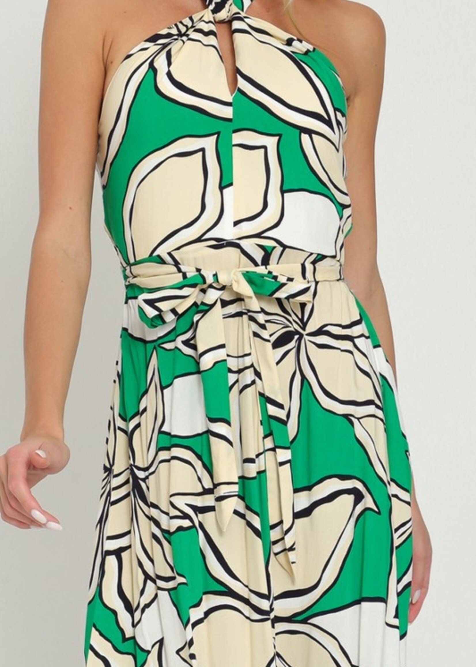 Belted print maxi