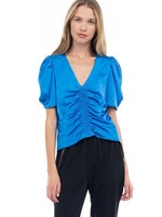 Shirred puff sleeve top +3 colors