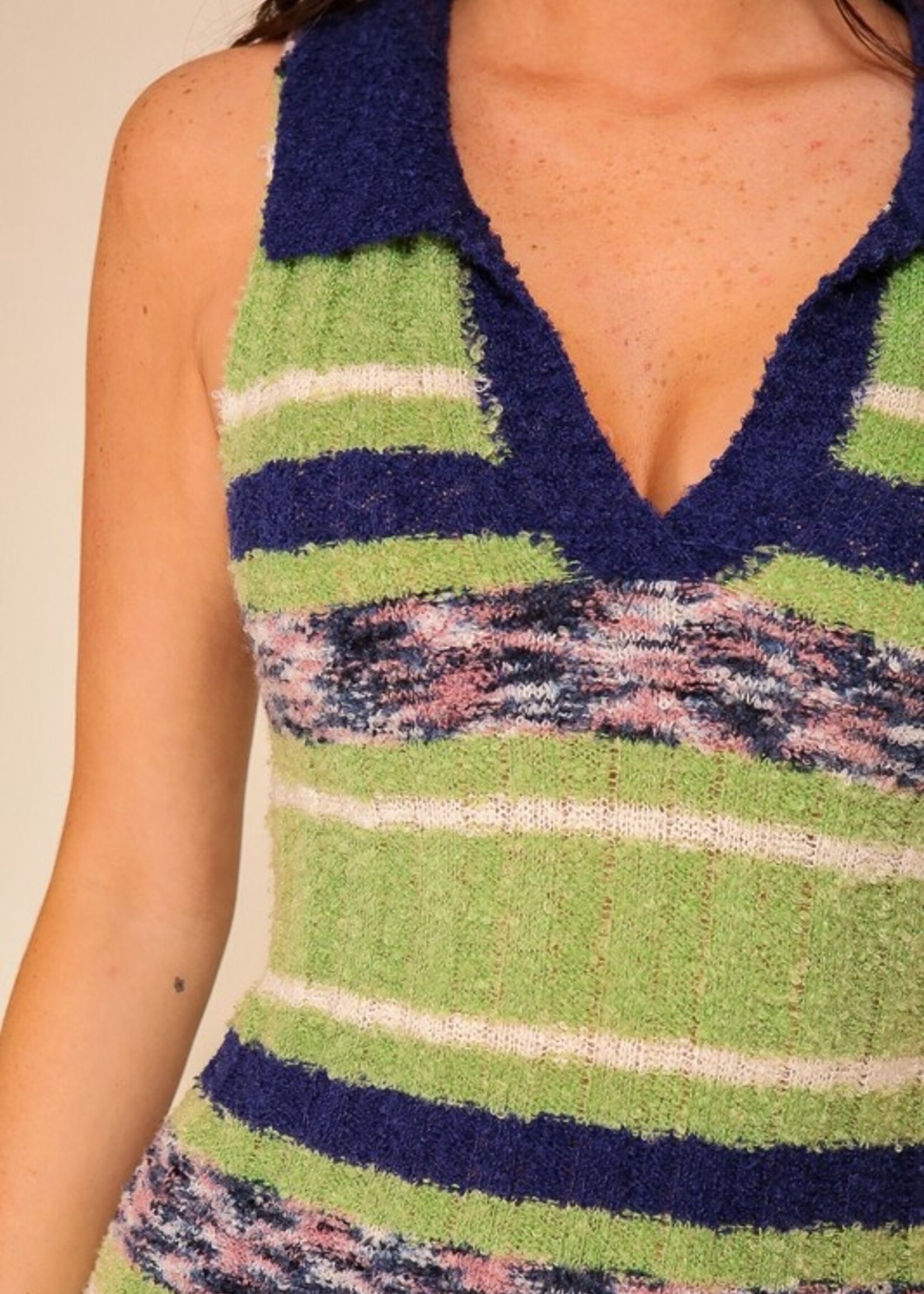 Stripe knit midi dress