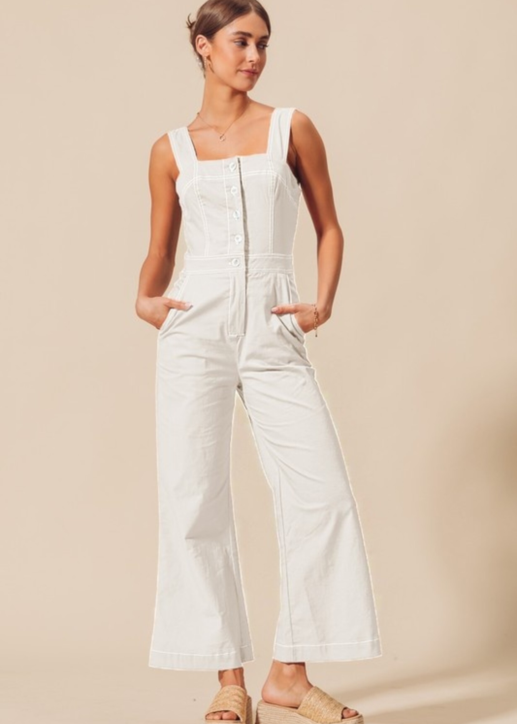 Contrast stitch jumpsuit +3 colors