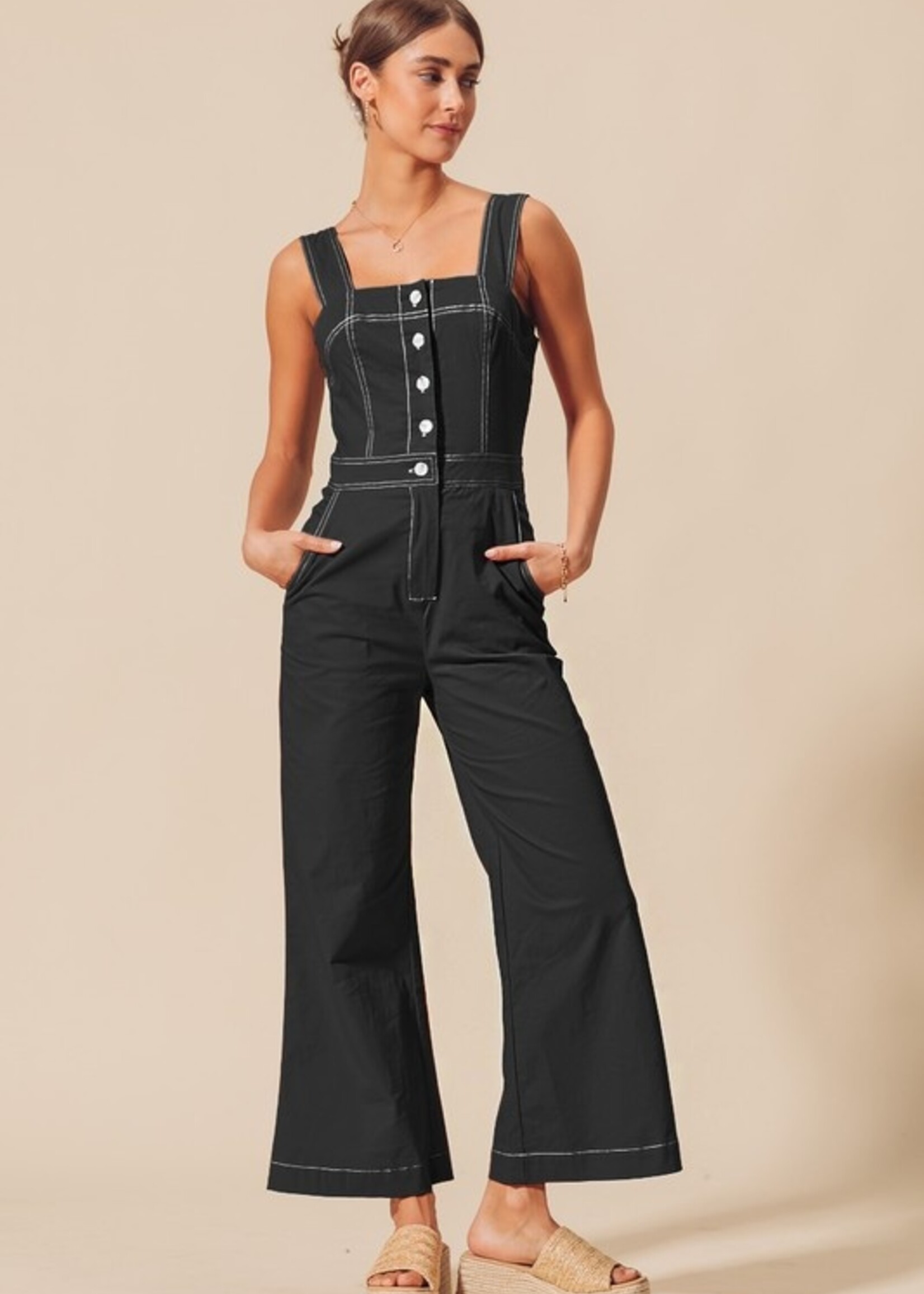 Contrast stitch jumpsuit +3 colors