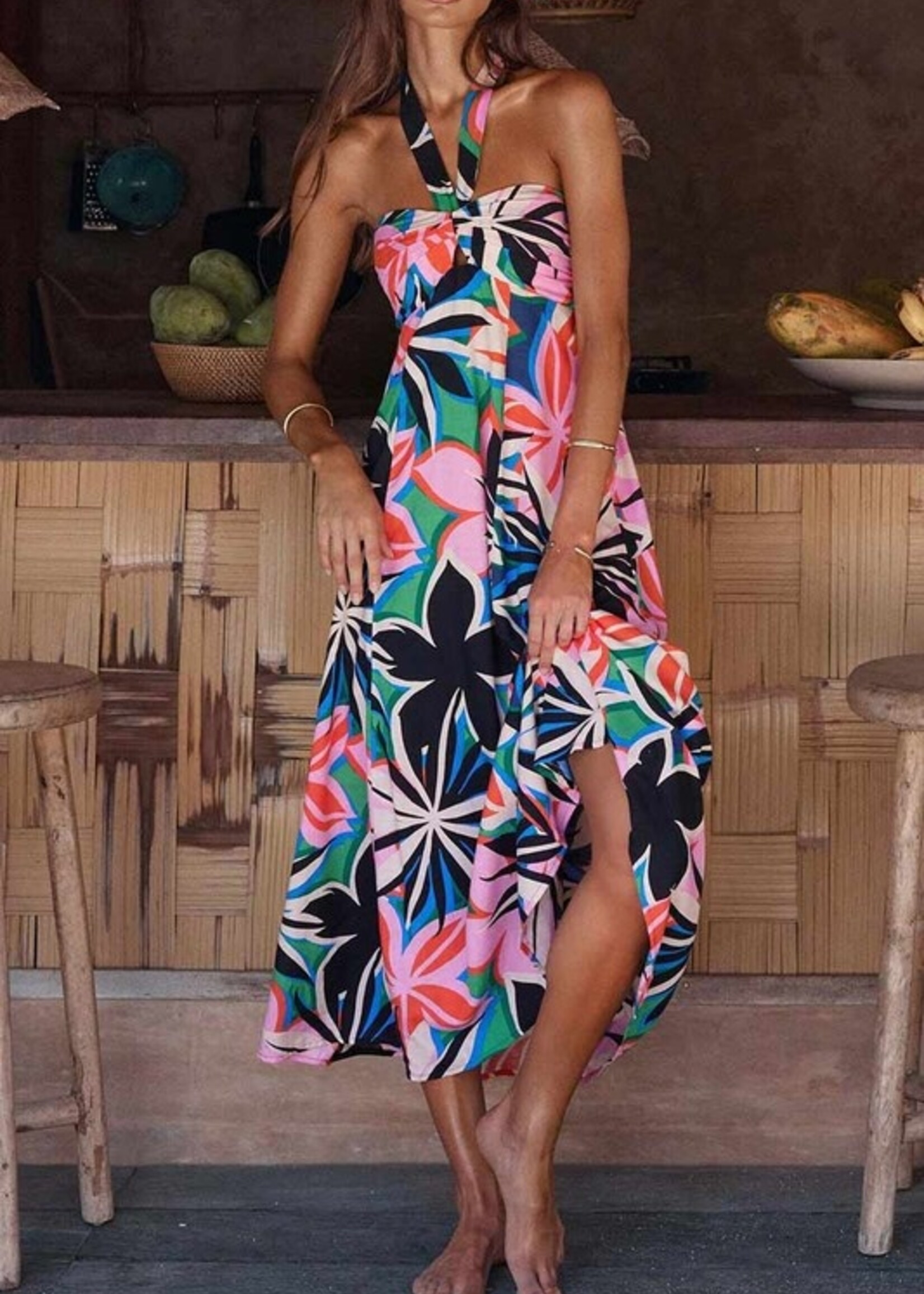 Floral halter maxi