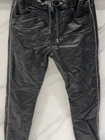 Rhinestone side leather jogger