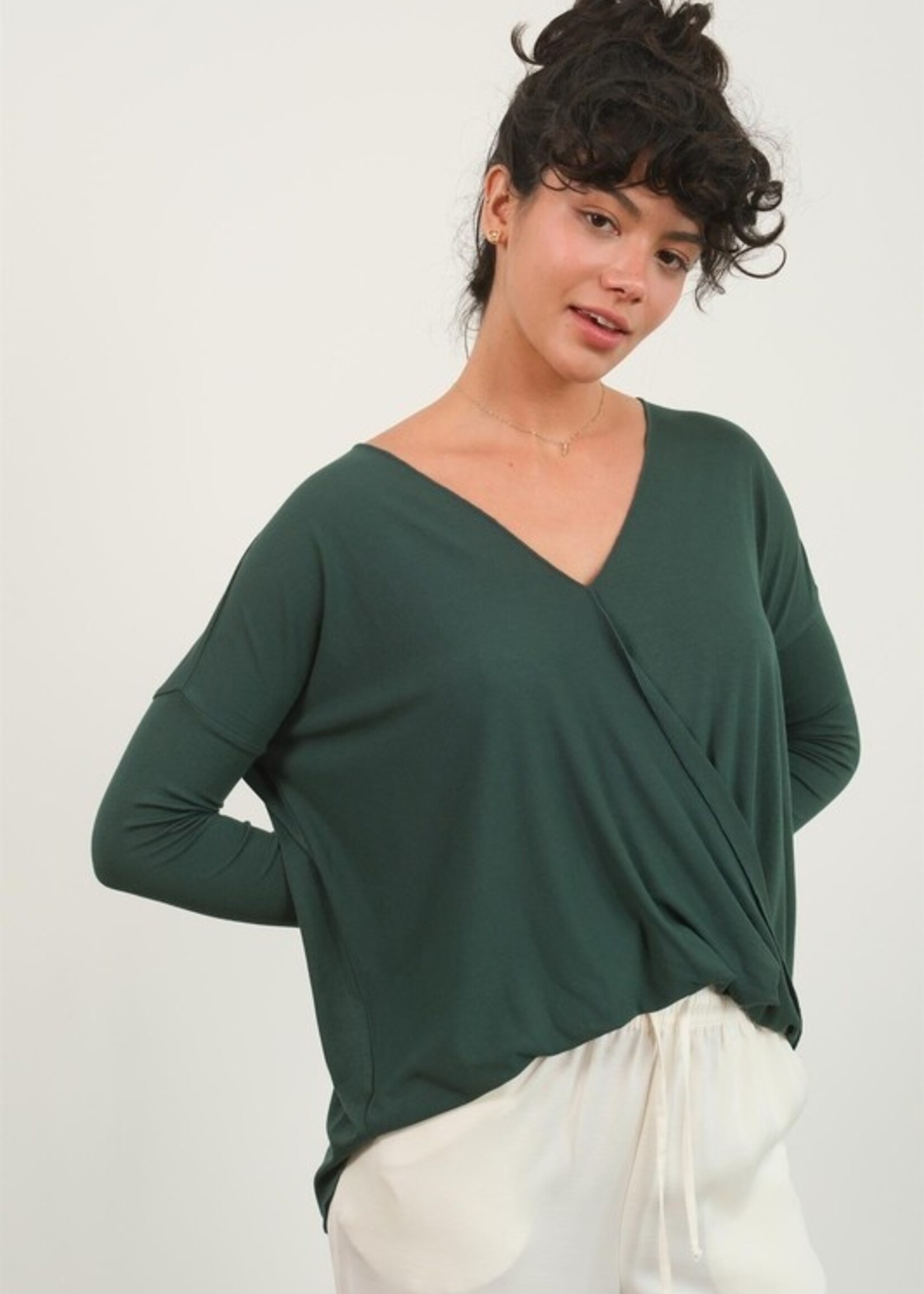 Long sleeve crossover top +3 colors