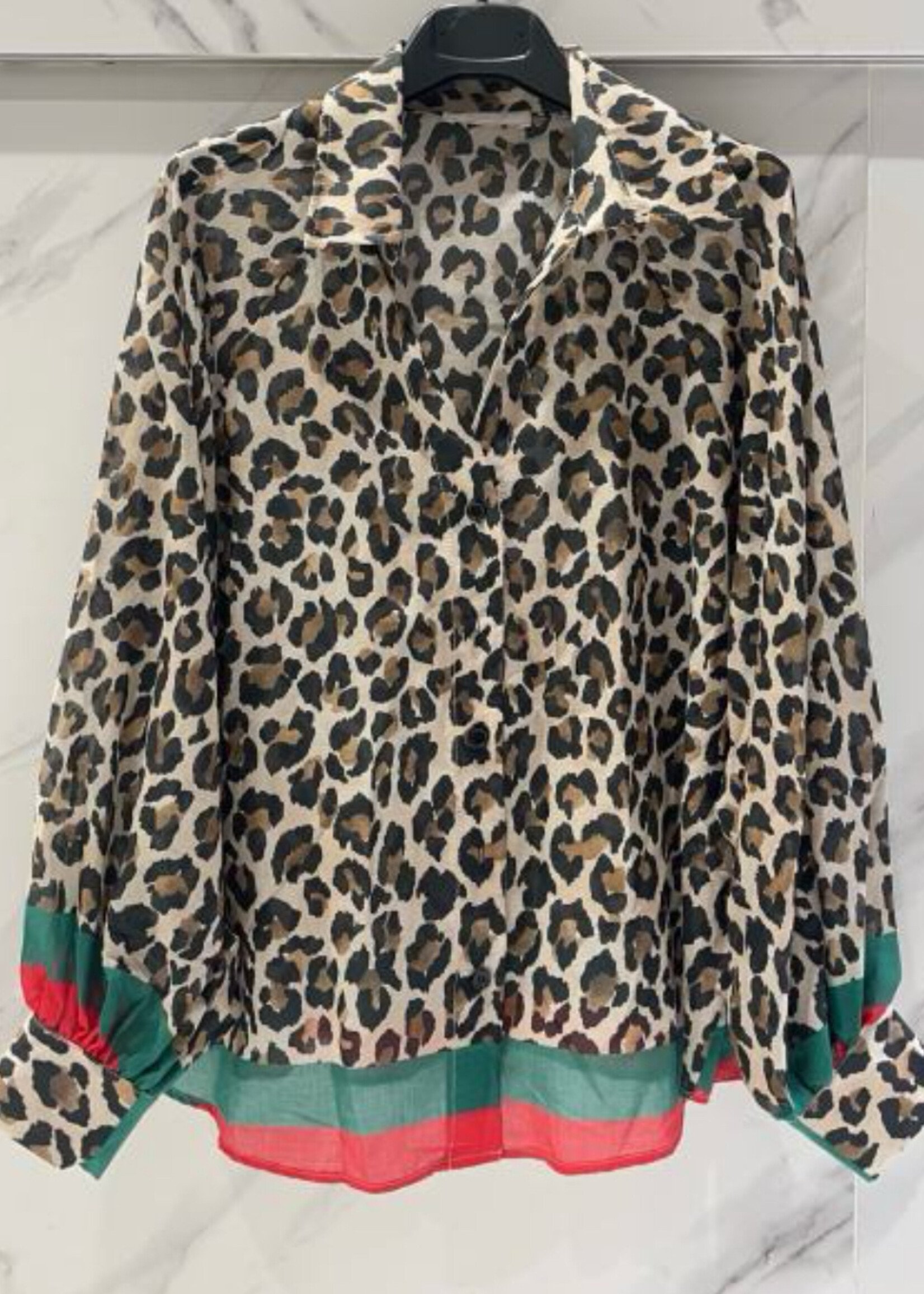 Stripe leopard blouse