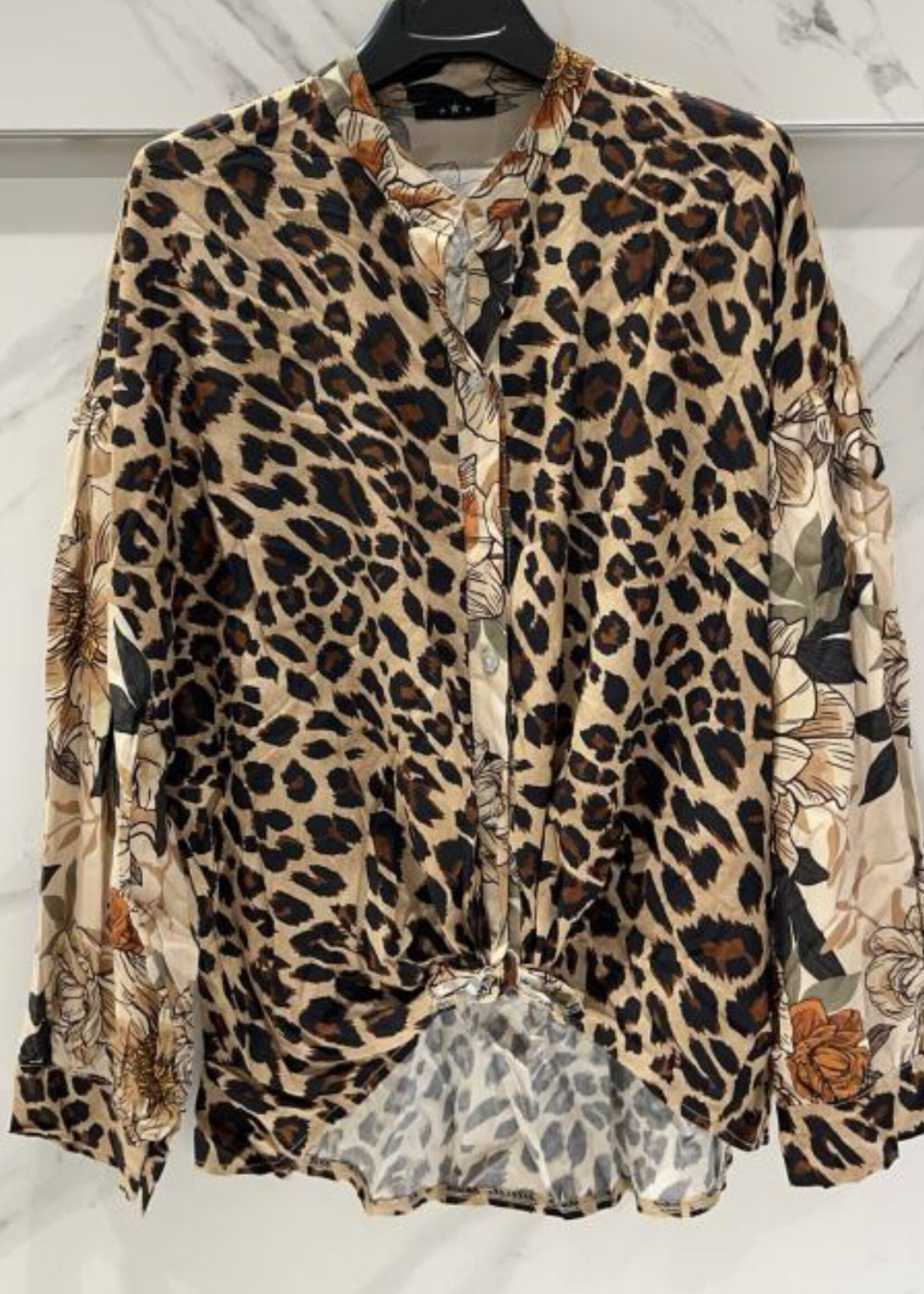 Leopard and floral mix top