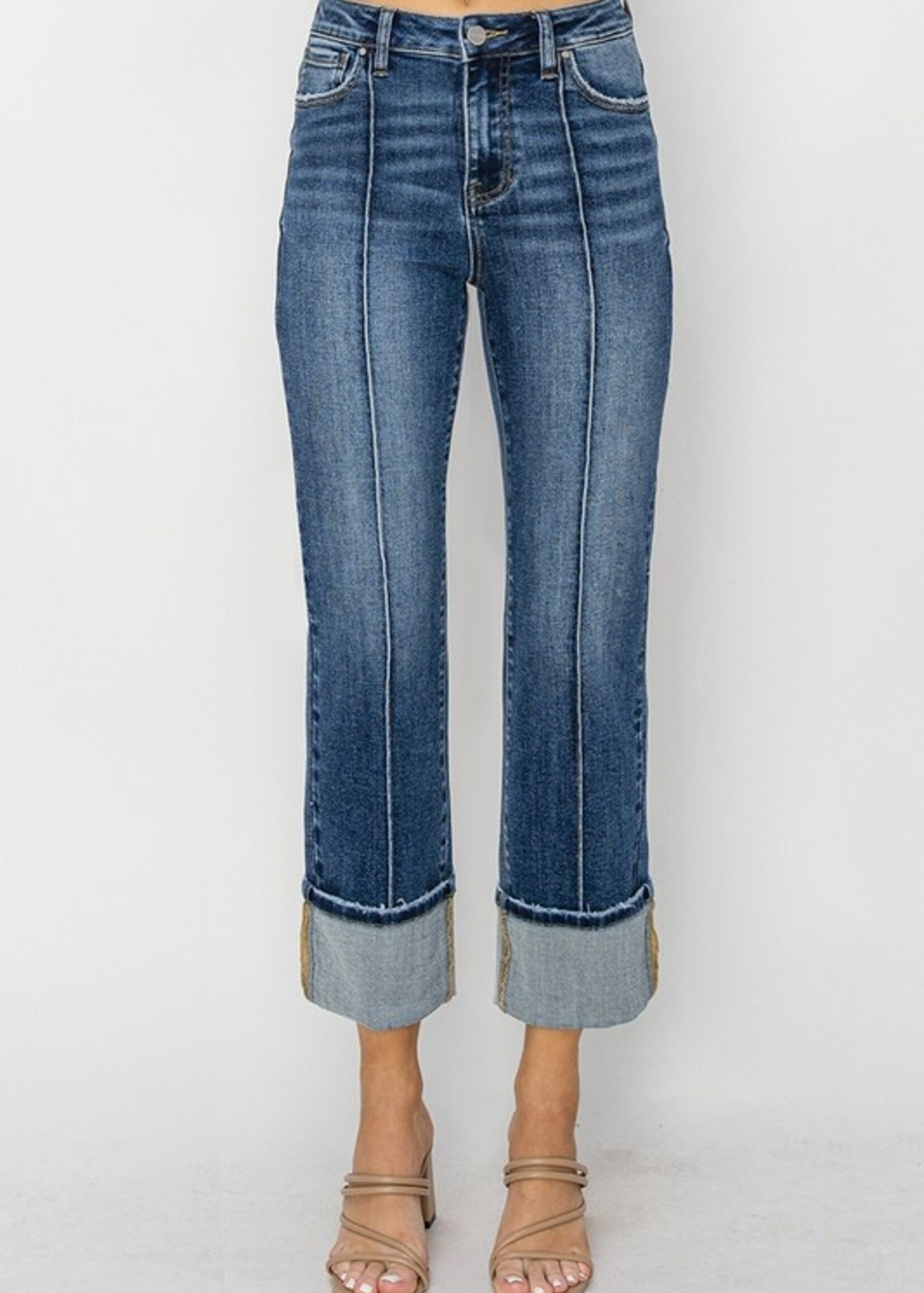 Pintuck cuff jean