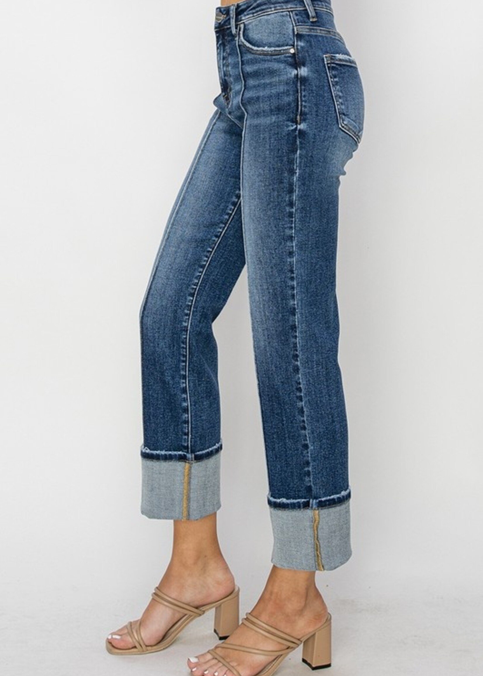 Pintuck cuff jean