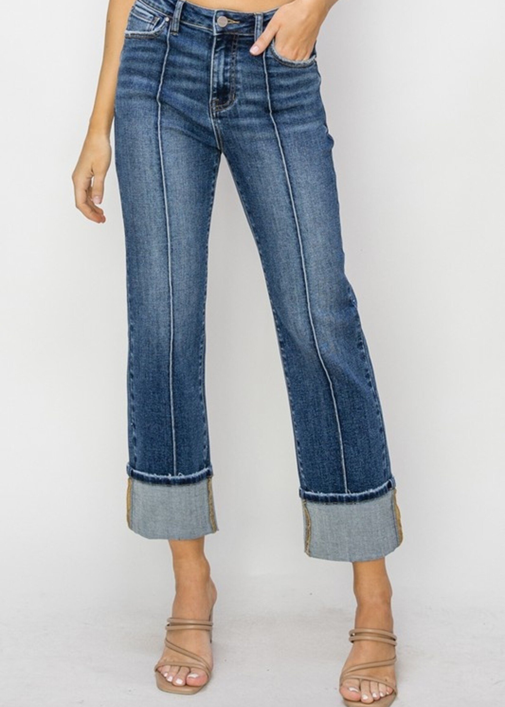 Pintuck cuff jean