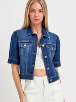 Puff sleeve denim jacket