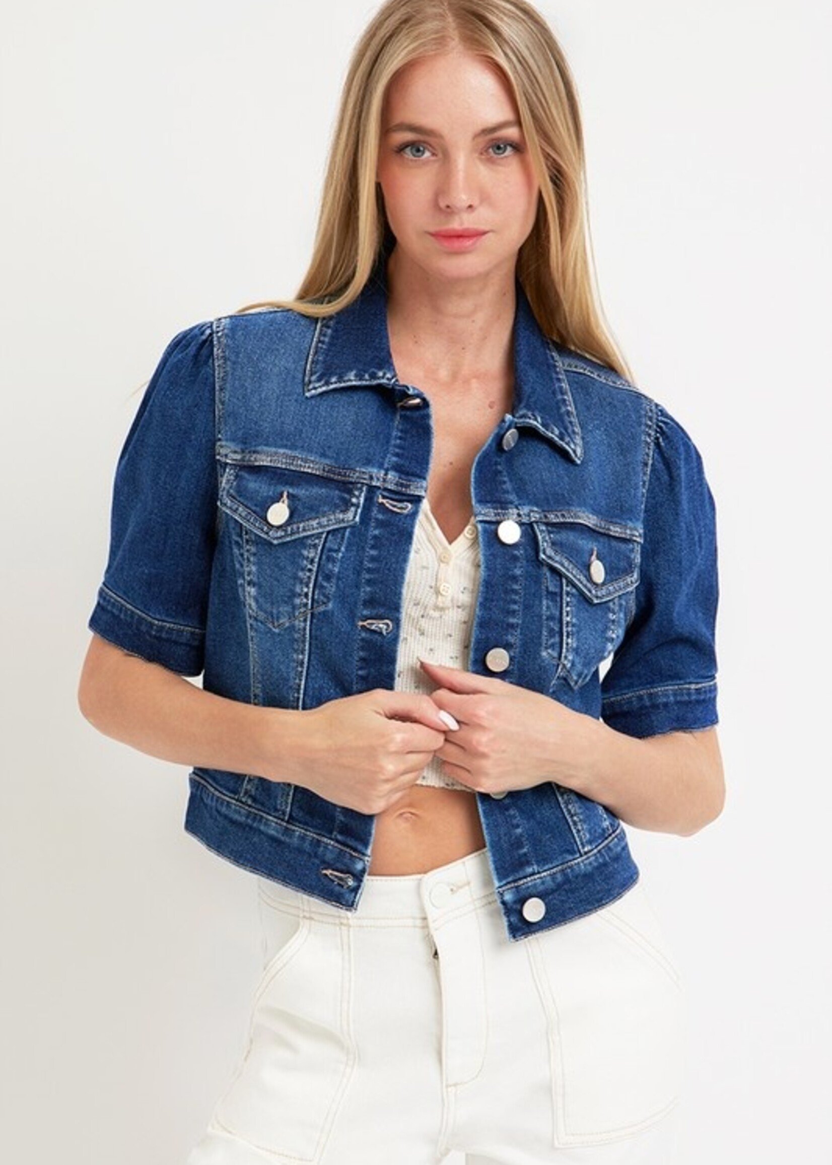 Puff sleeve denim jacket