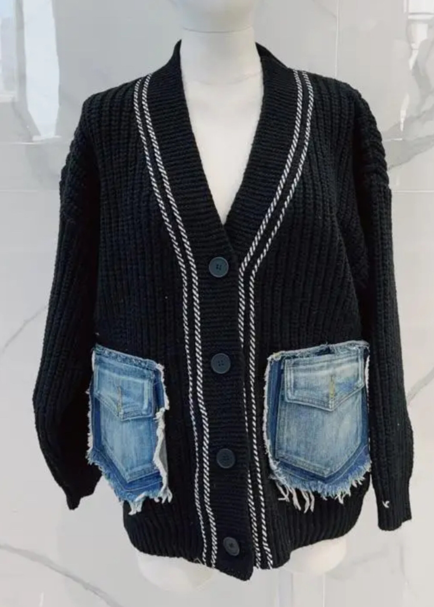 Denim pocket cardigan