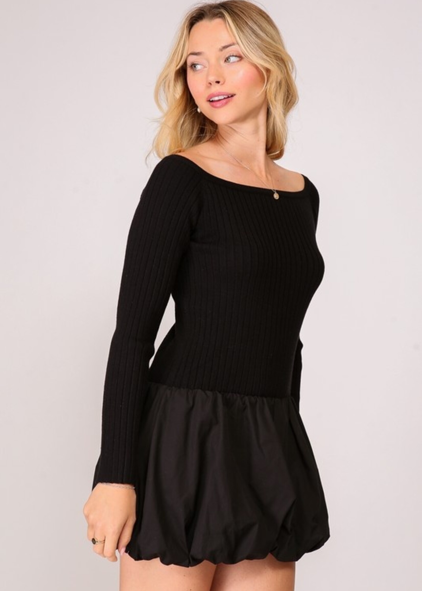 Knit bubble hem dress