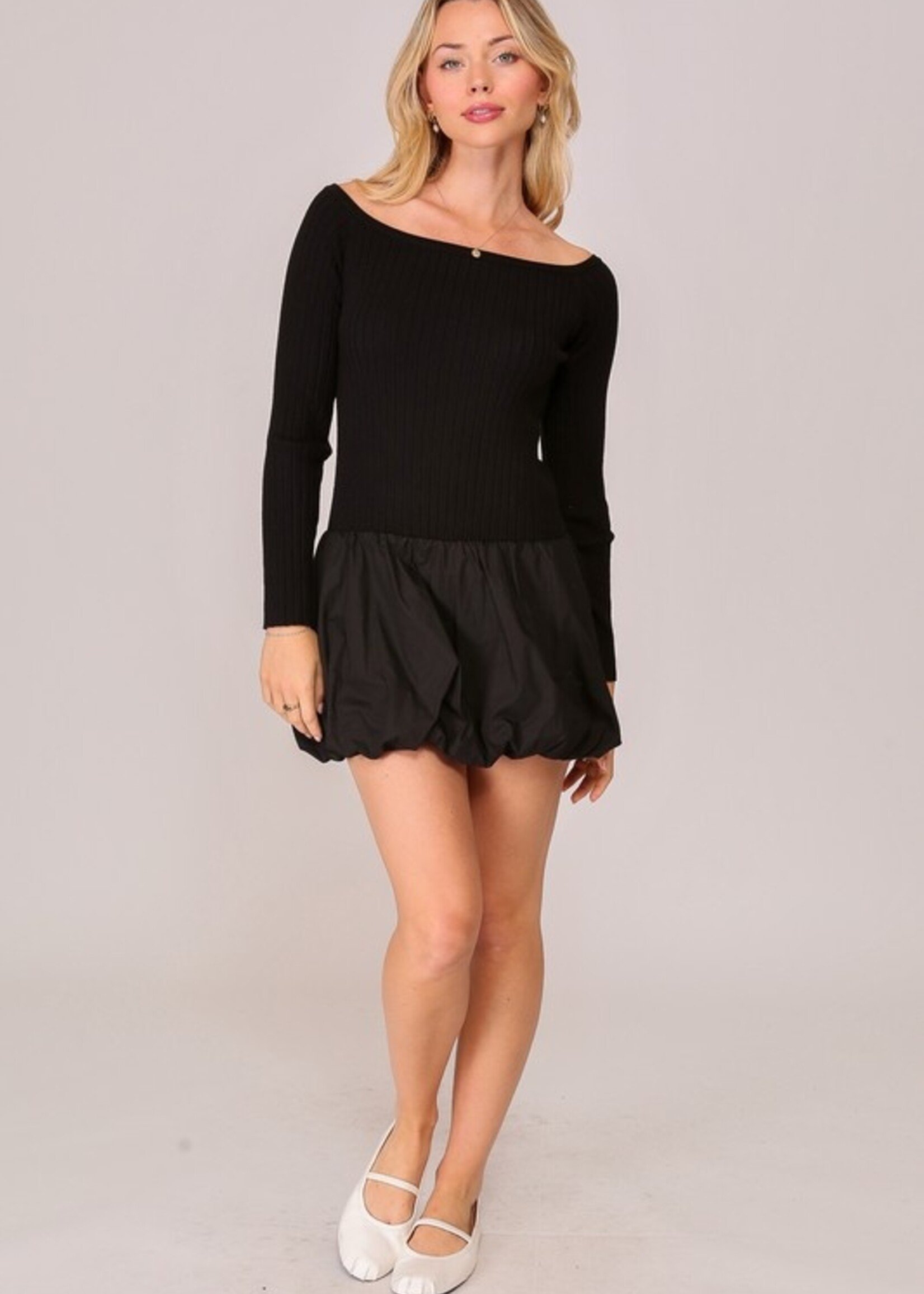 Knit bubble hem dress