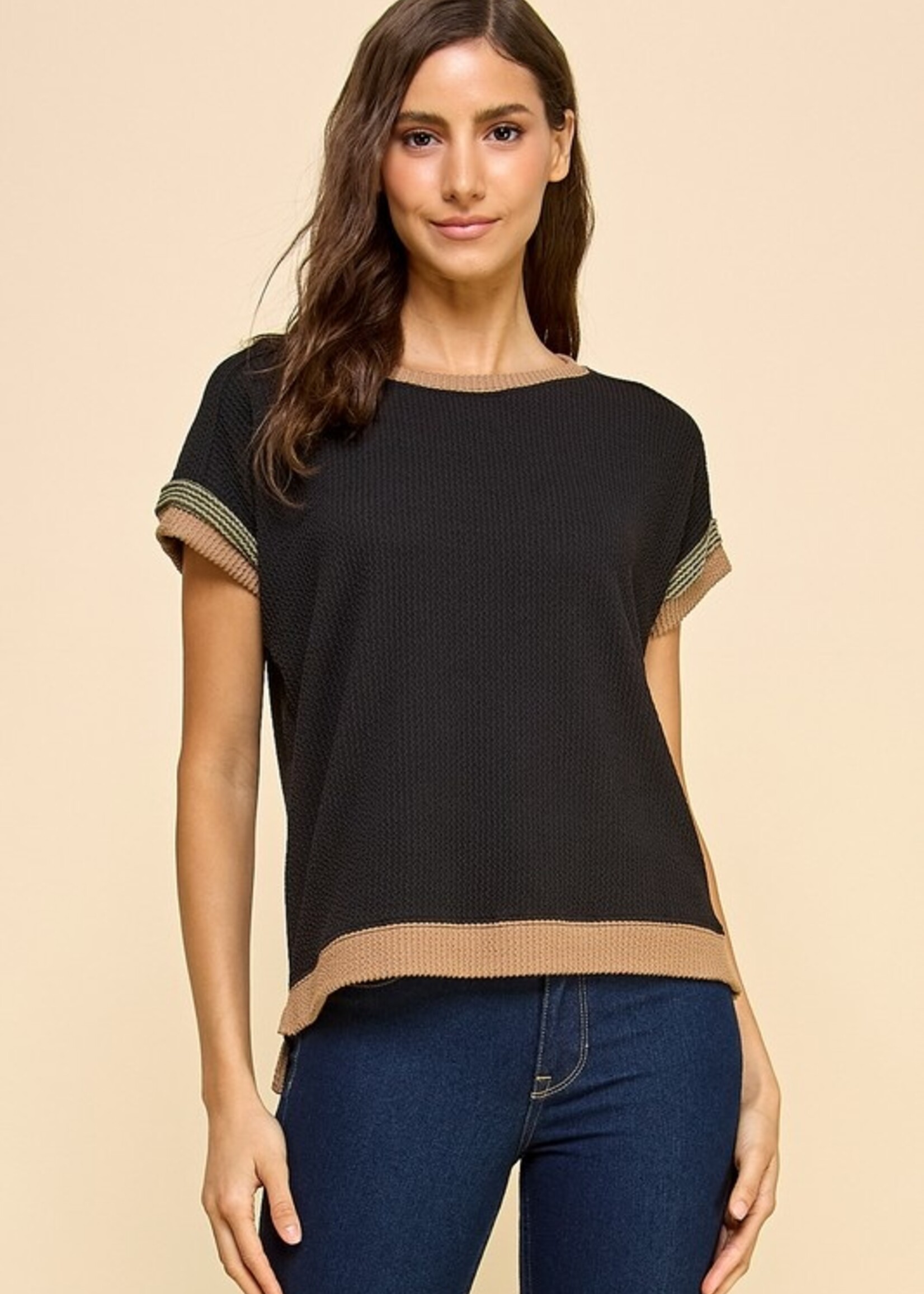 Ribbed contrast top +2 colors