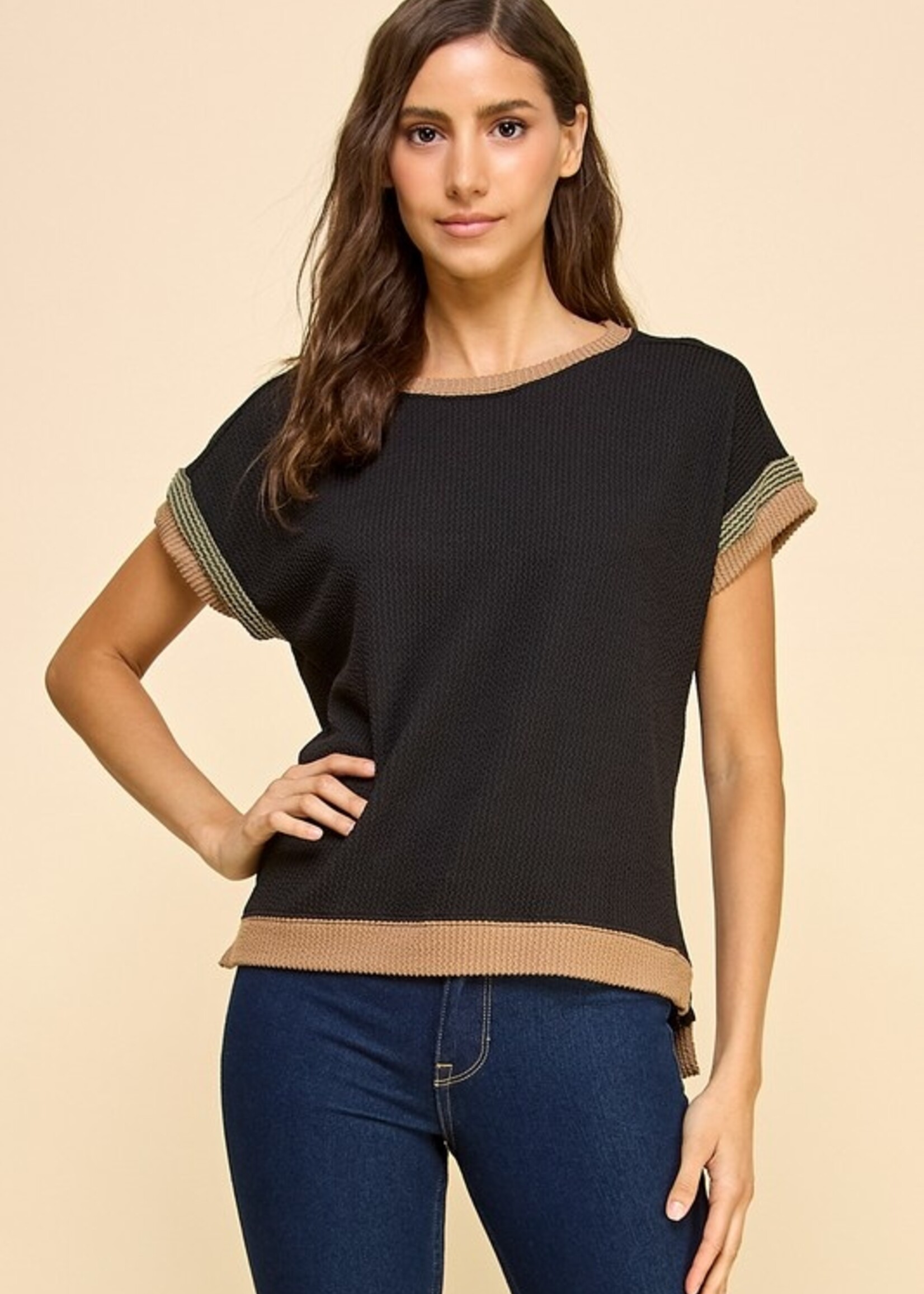 Ribbed contrast top +2 colors