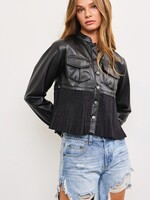 Pleat hem leather jacket