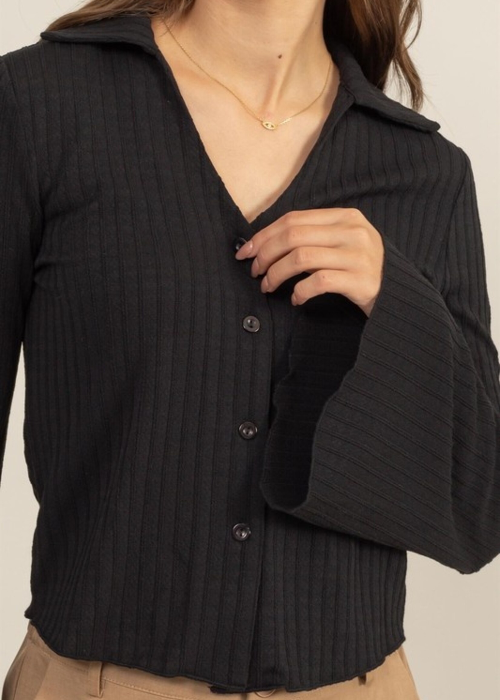 Knit collar top +2 colors