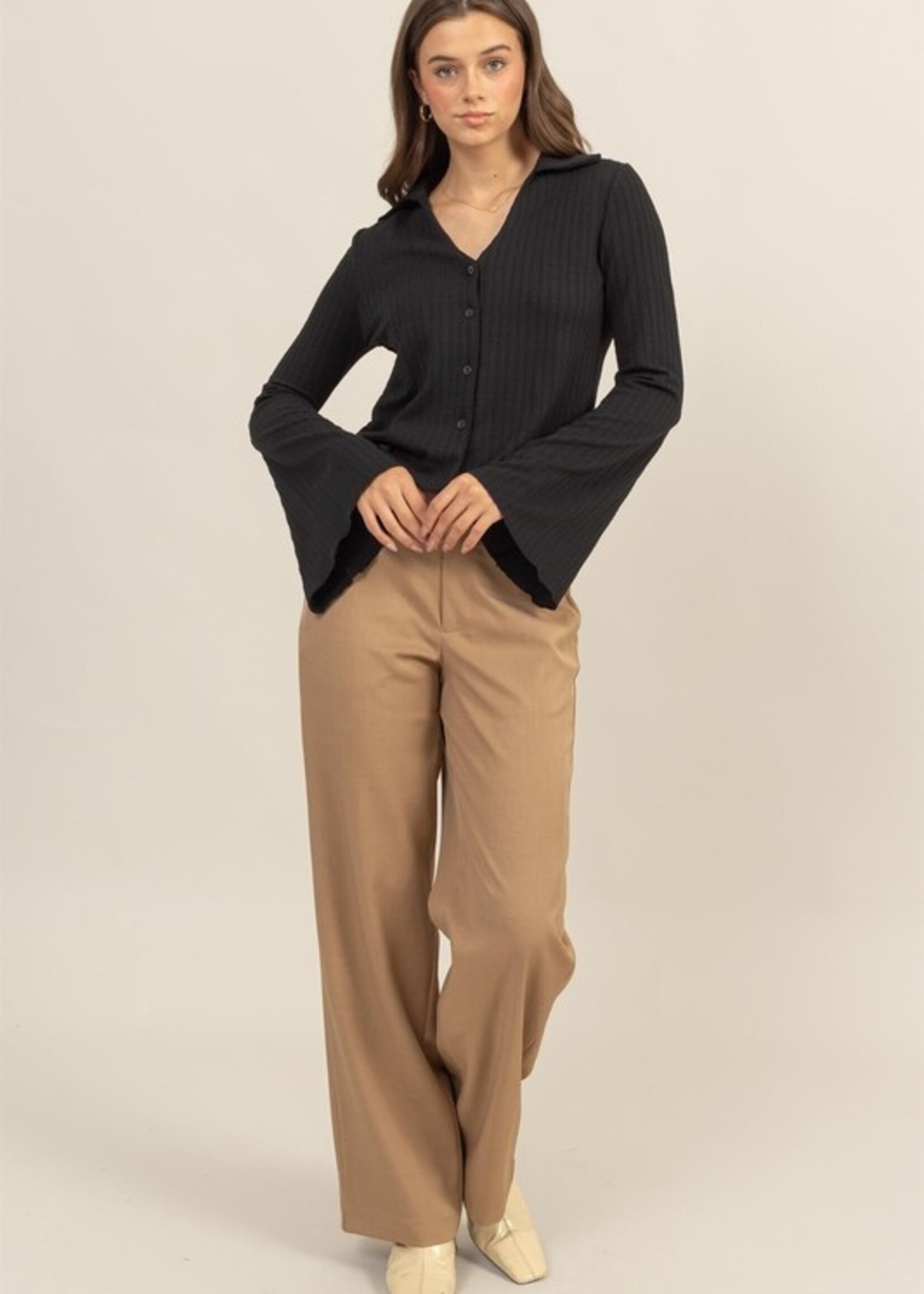 Knit collar top +2 colors