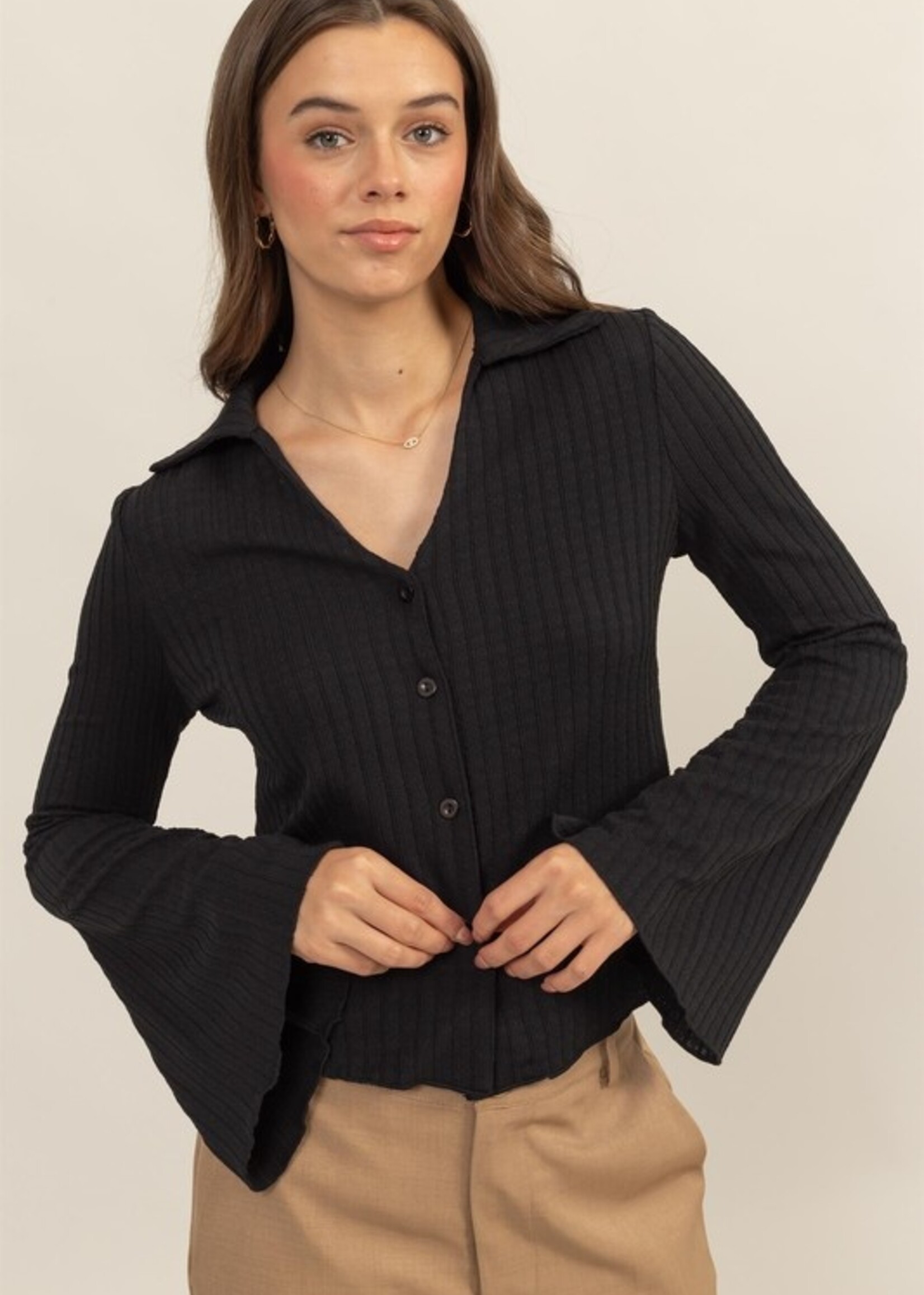 Knit collar top +2 colors