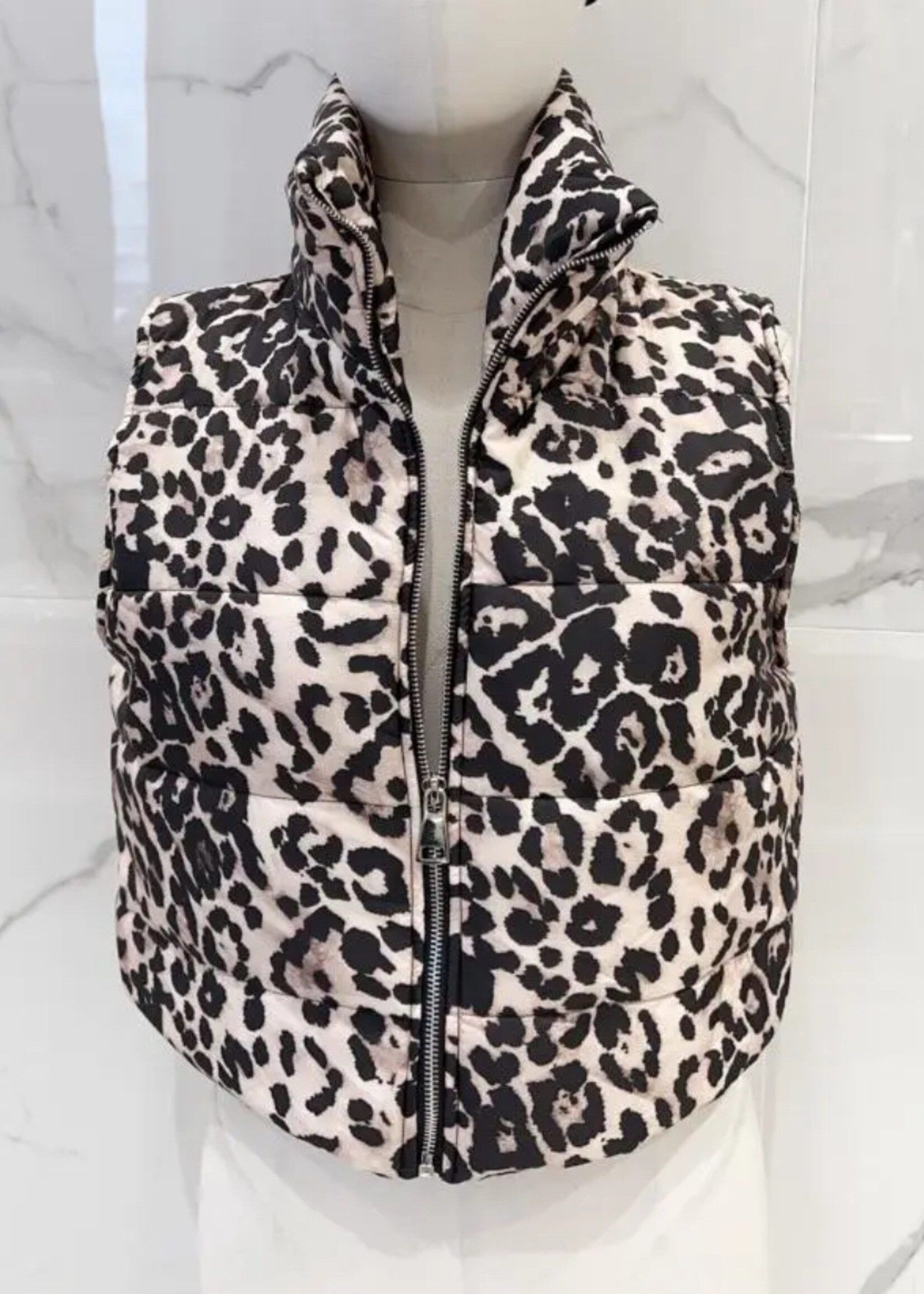 Leopard print puffer vest online