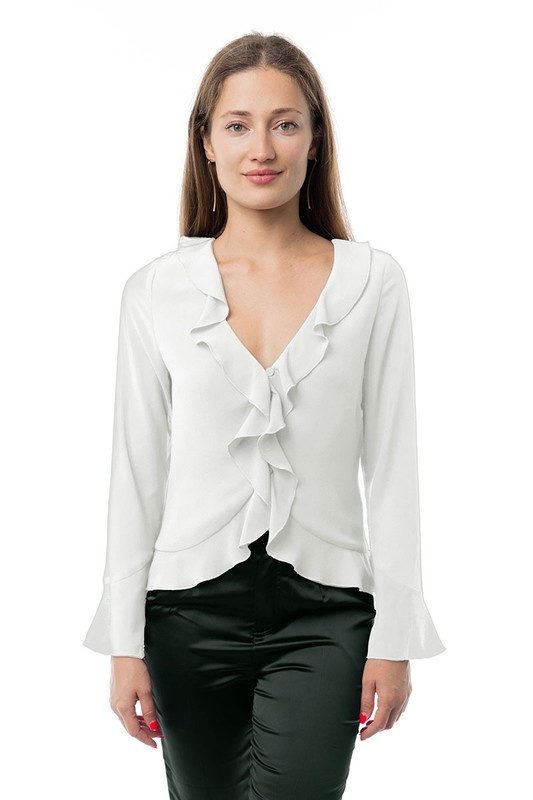 ROMANTIC RUFFLED BLOUSE ZW COLLECTION - Black | ZARA United