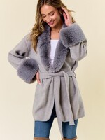 Fur trim sweater coat +2 colors