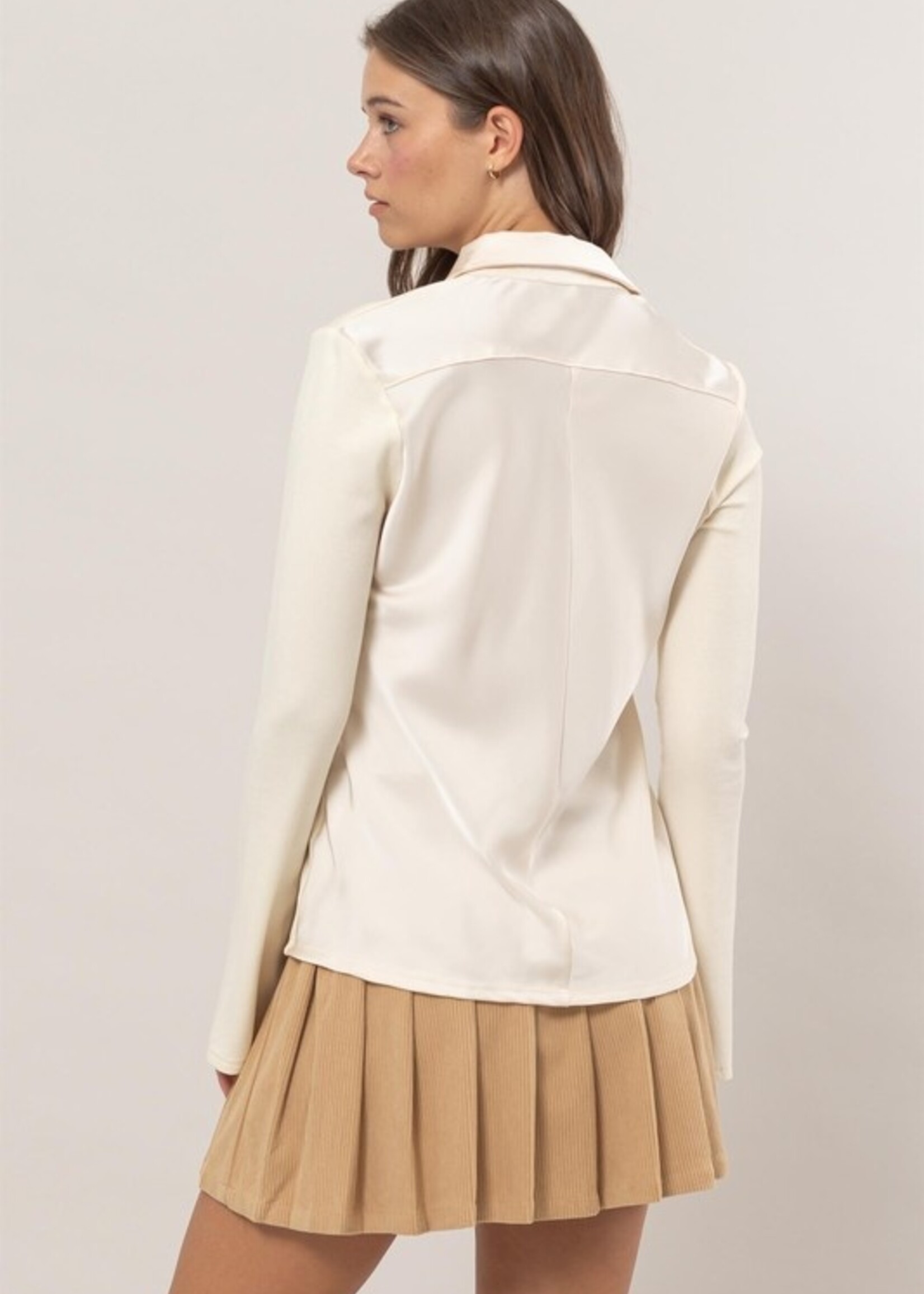 Satin trim blouse +3 colors