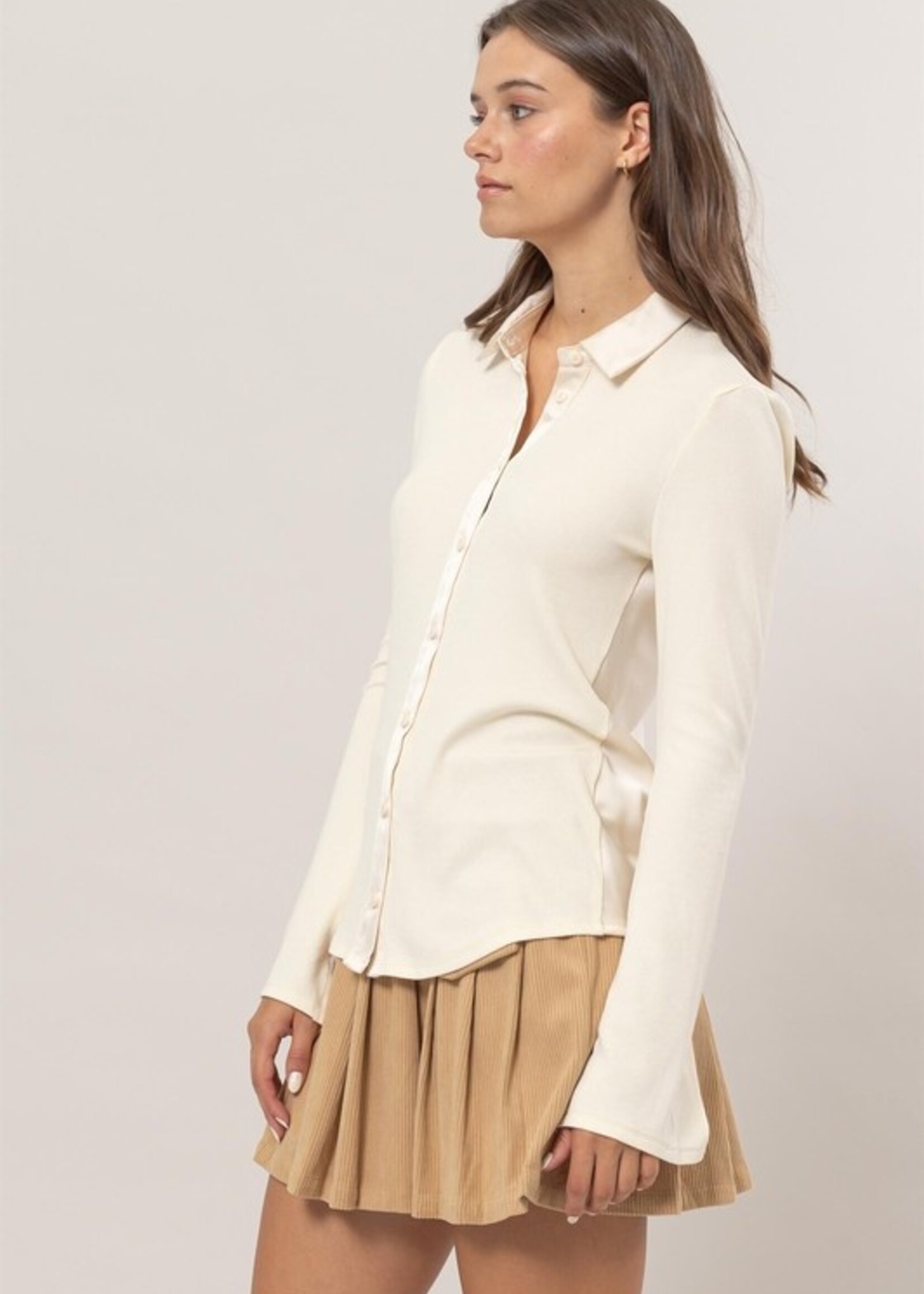 Satin trim blouse +3 colors