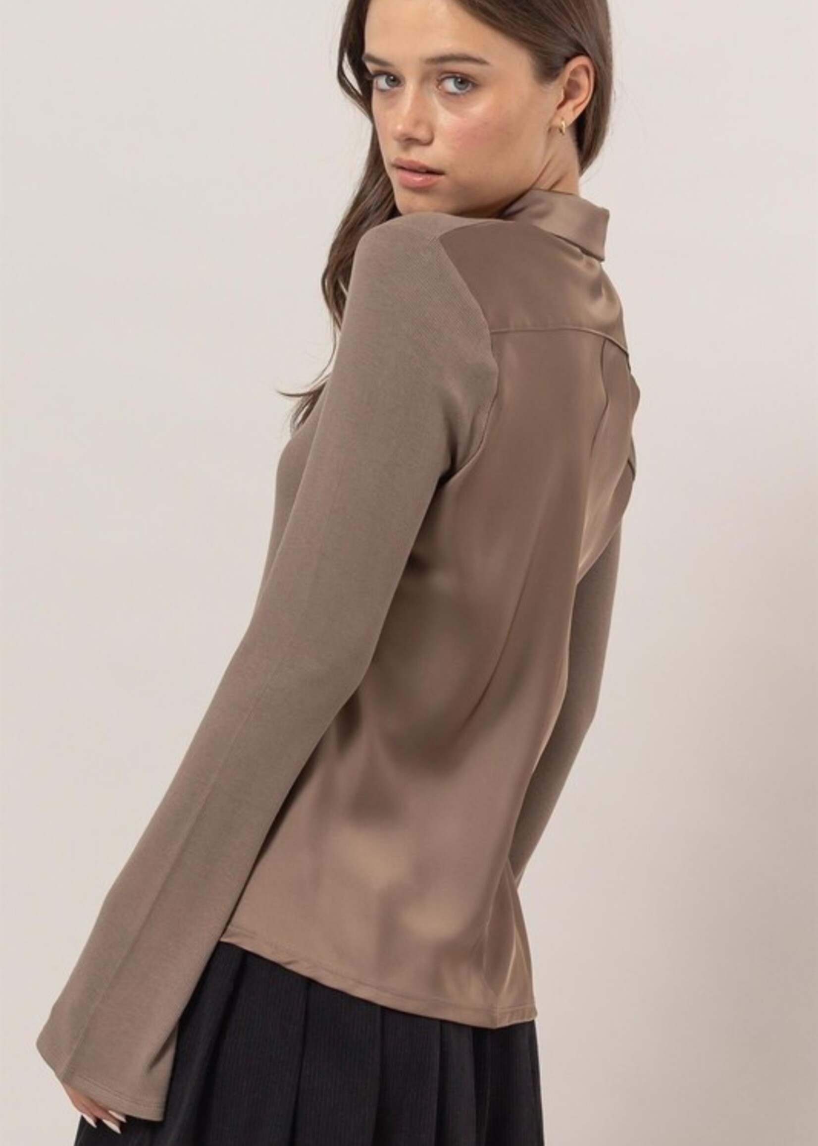 Satin trim blouse +3 colors