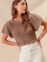Fuzzy short sleeve sweater +2 colors