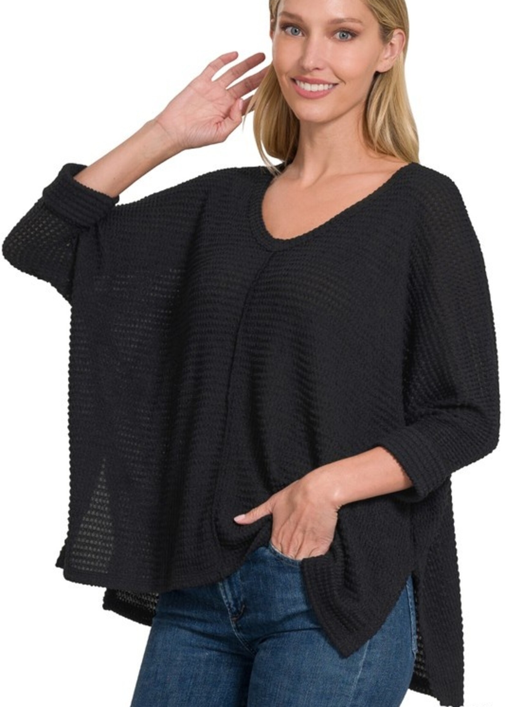 Waffle V neck +3 colors