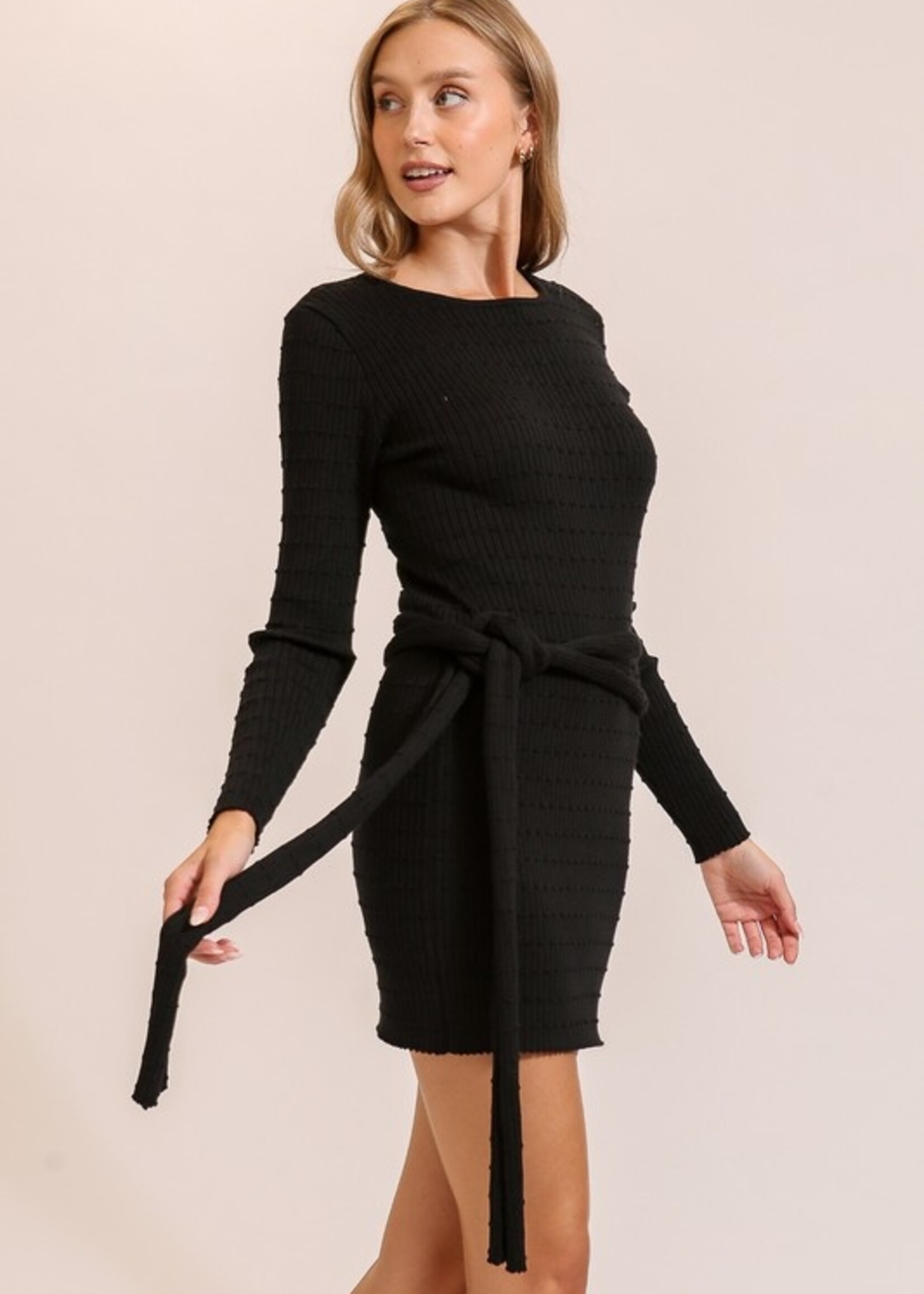 Ribbed self betl dress +2 colors