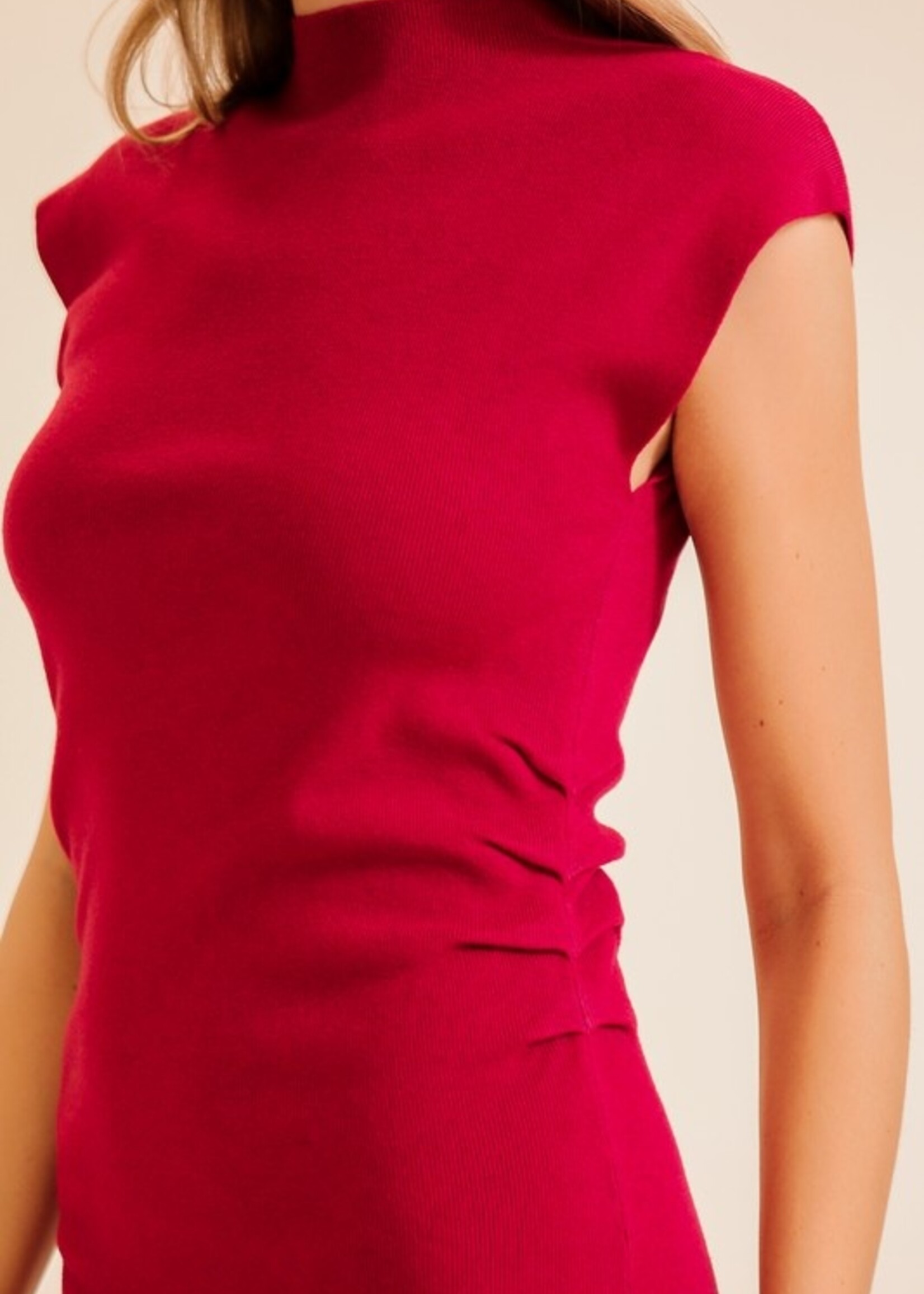 Sleeveless mock neck dress +2 colors