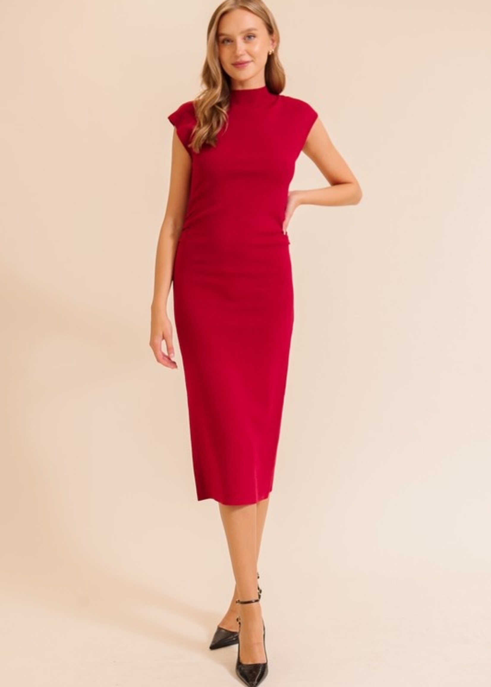 Sleeveless mock neck dress +2 colors