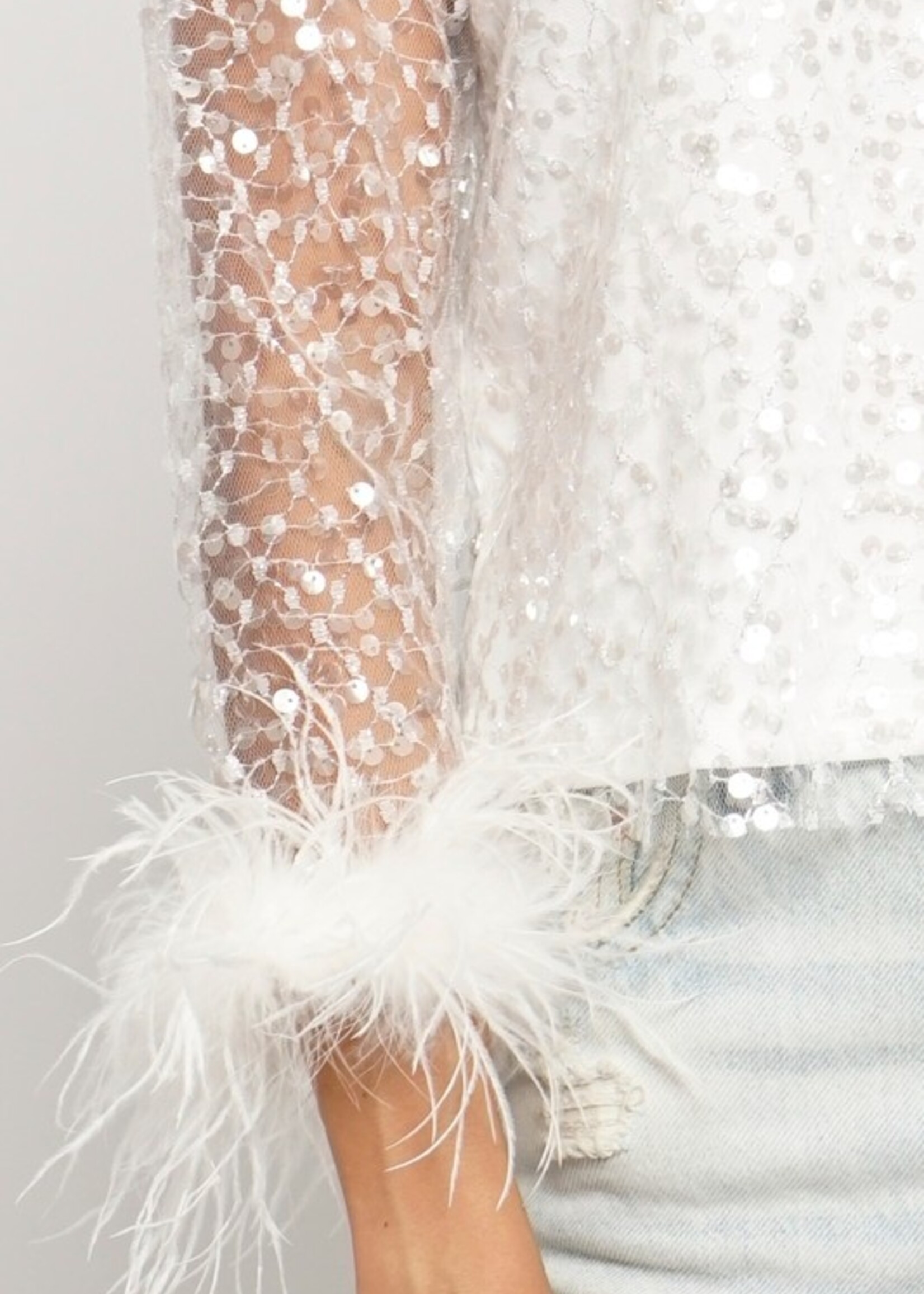 Sequin feather top