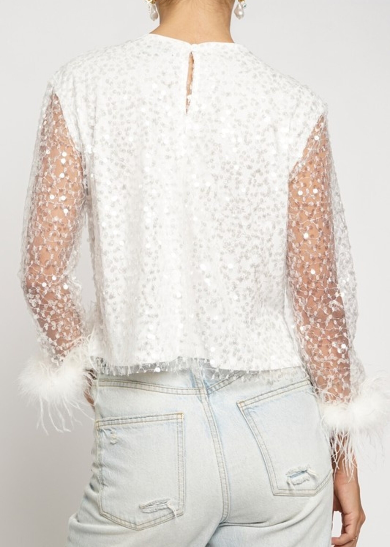 Sequin feather top