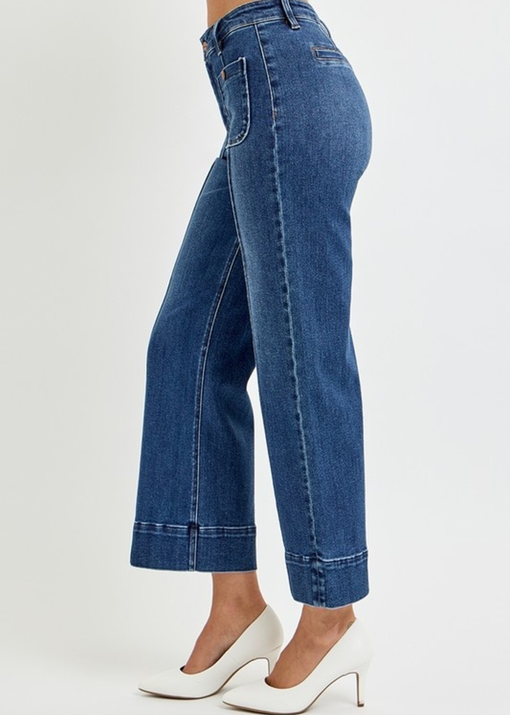 Patch pocket pintuck jean