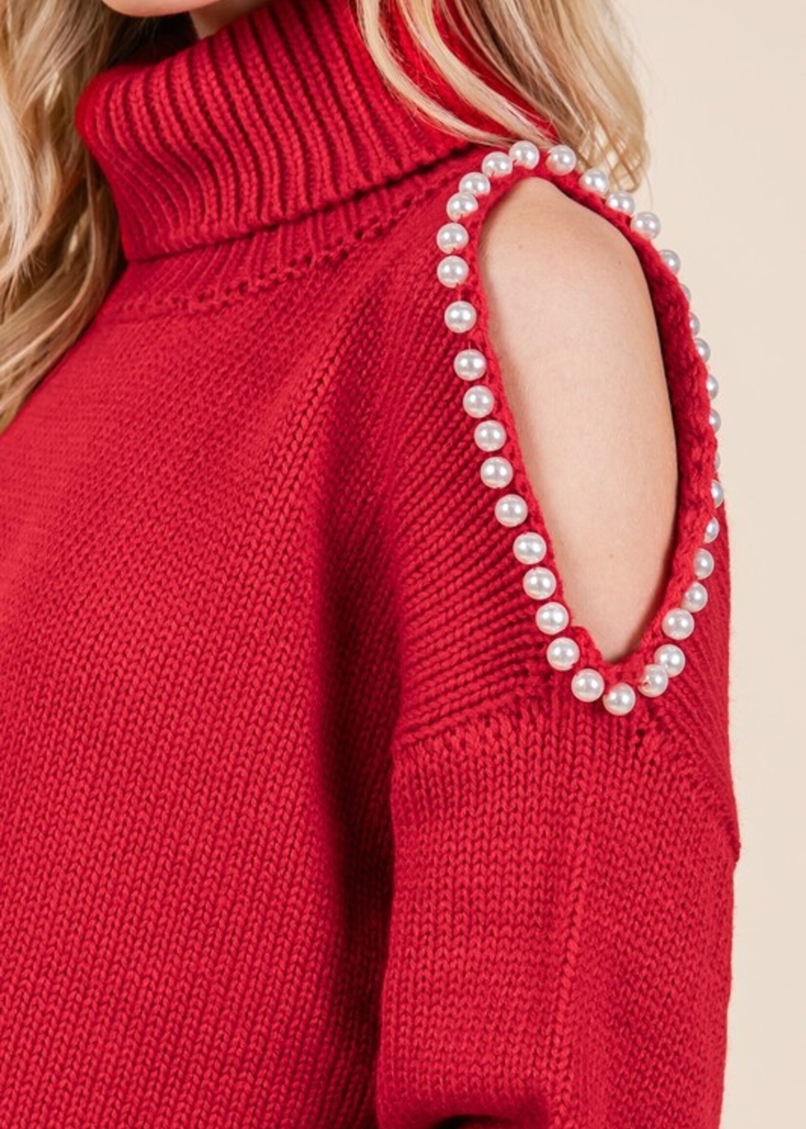 Pearl trim sweater +2 colors