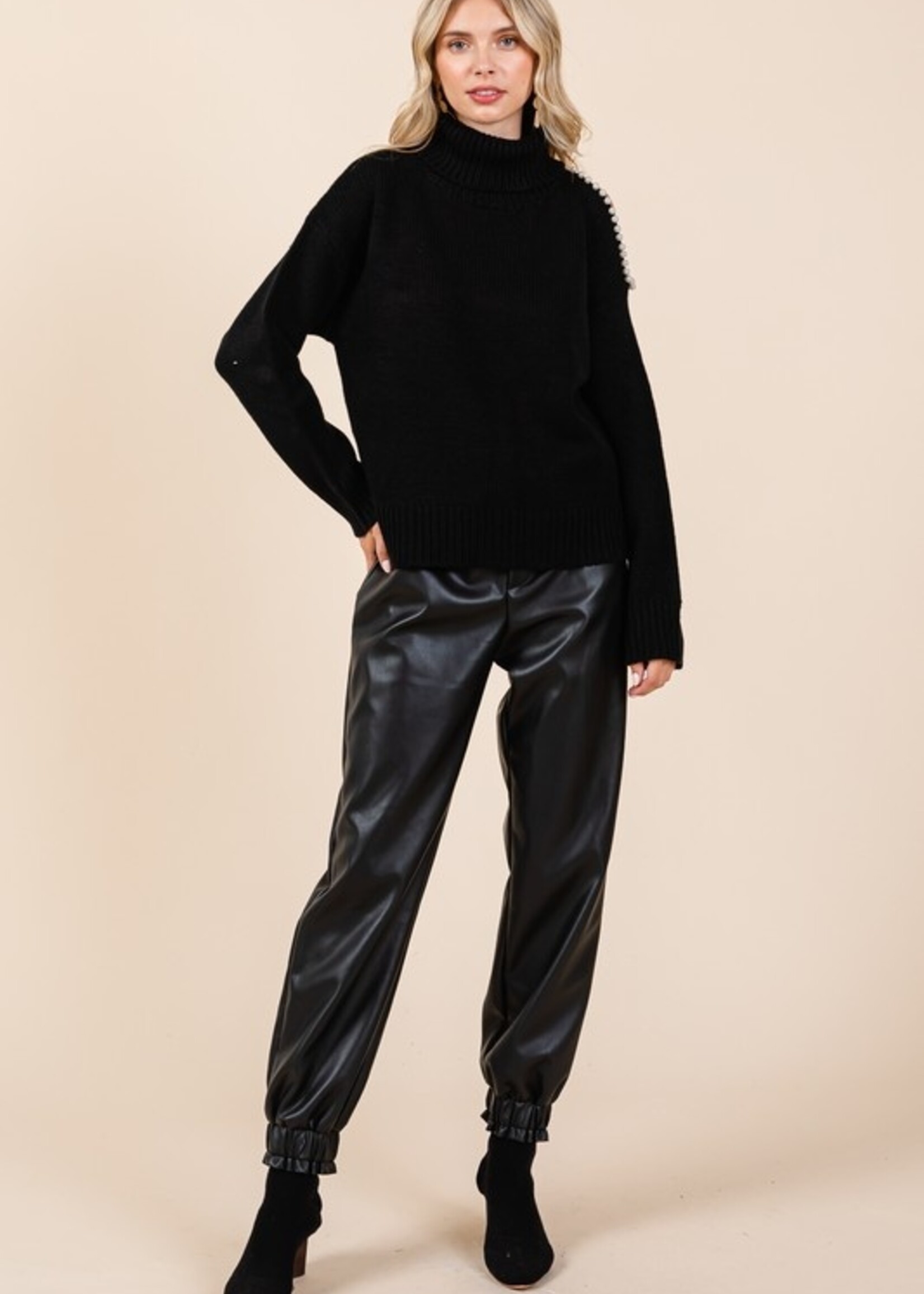 Pearl trim sweater +2 colors