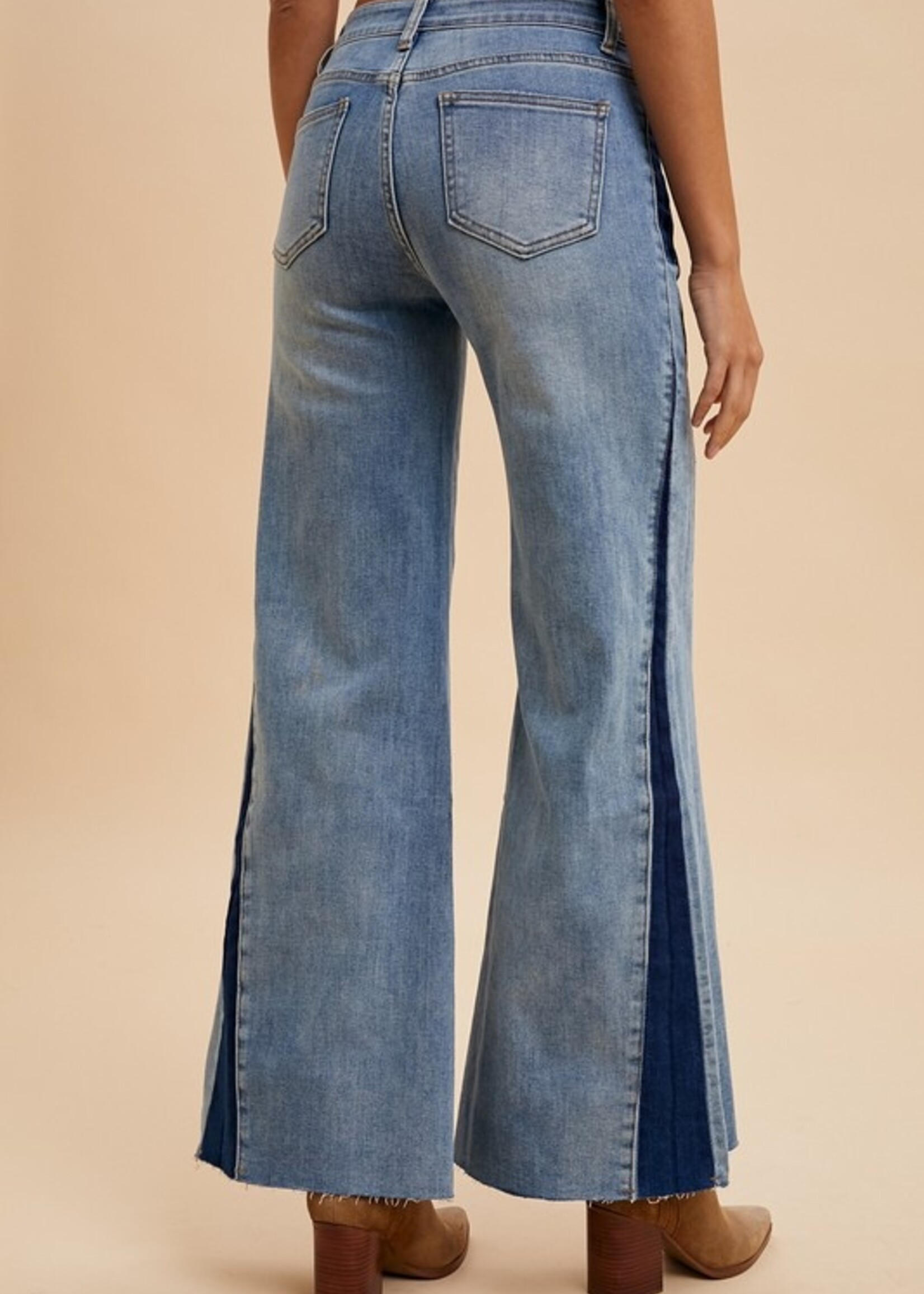 2 tone flare jean