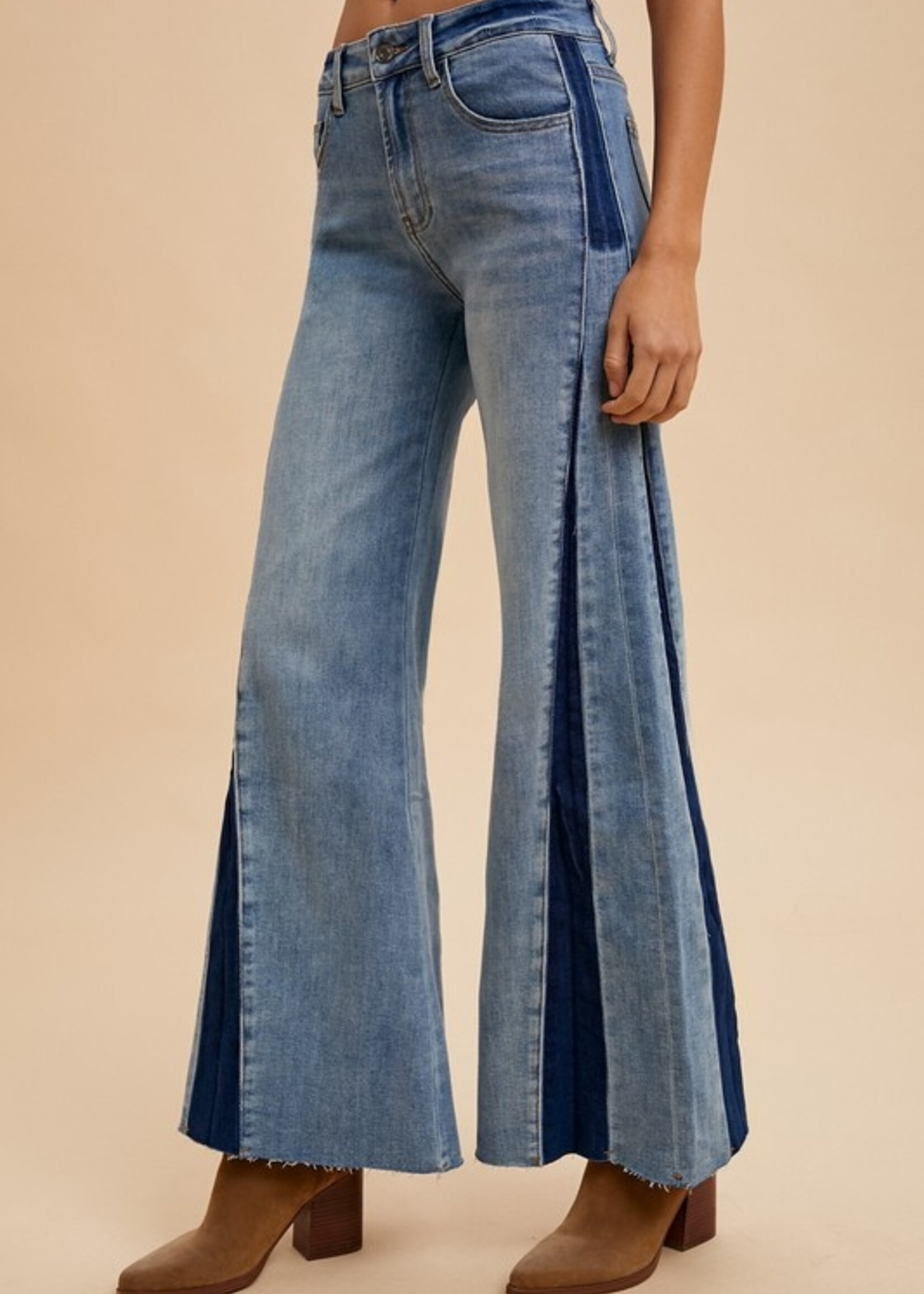 2 tone flare jean