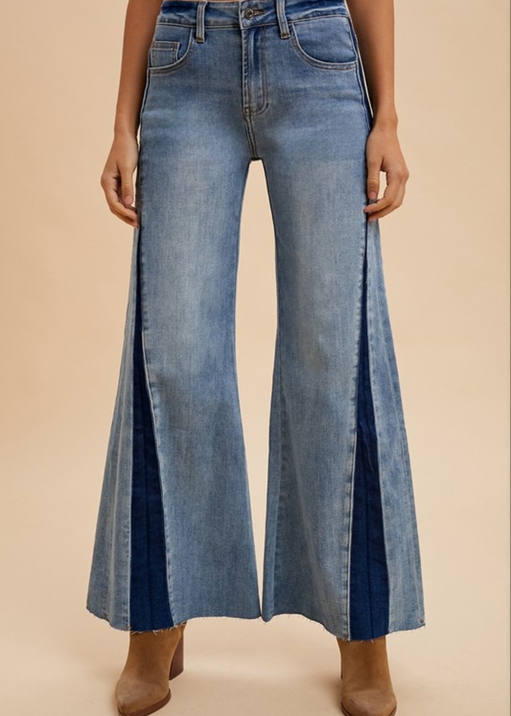 2 tone flare jean