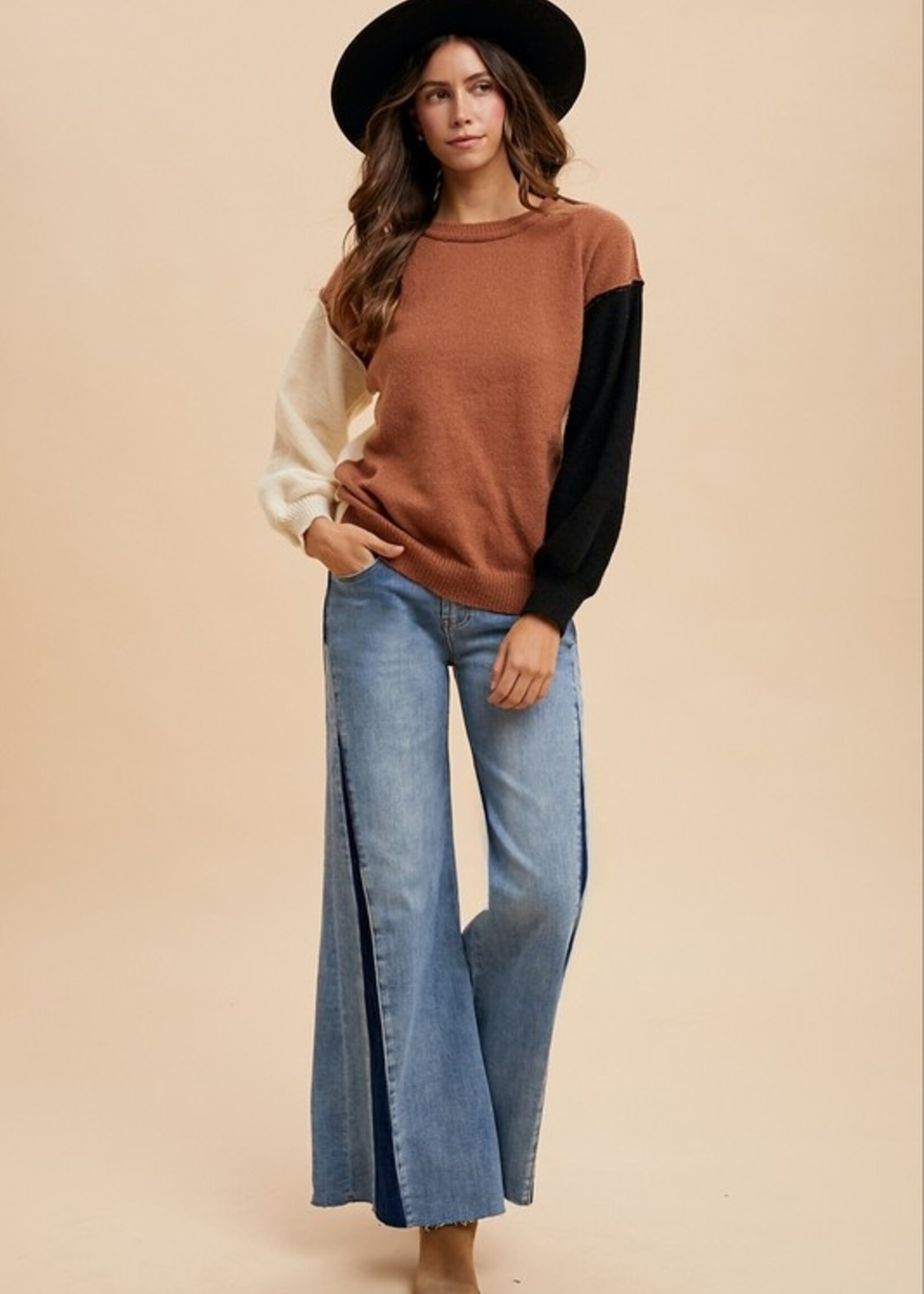 2 tone flare jean