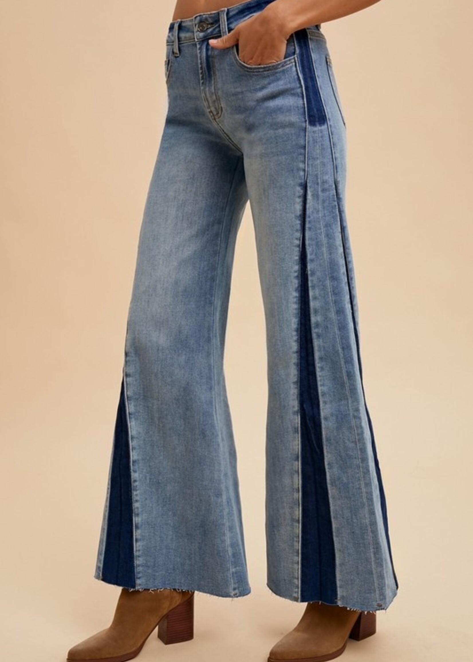 2 tone flare jean