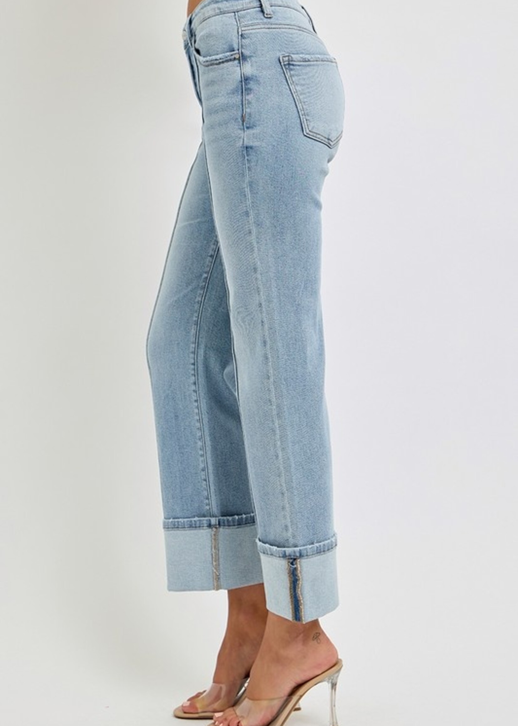 Pintuck cuff jean