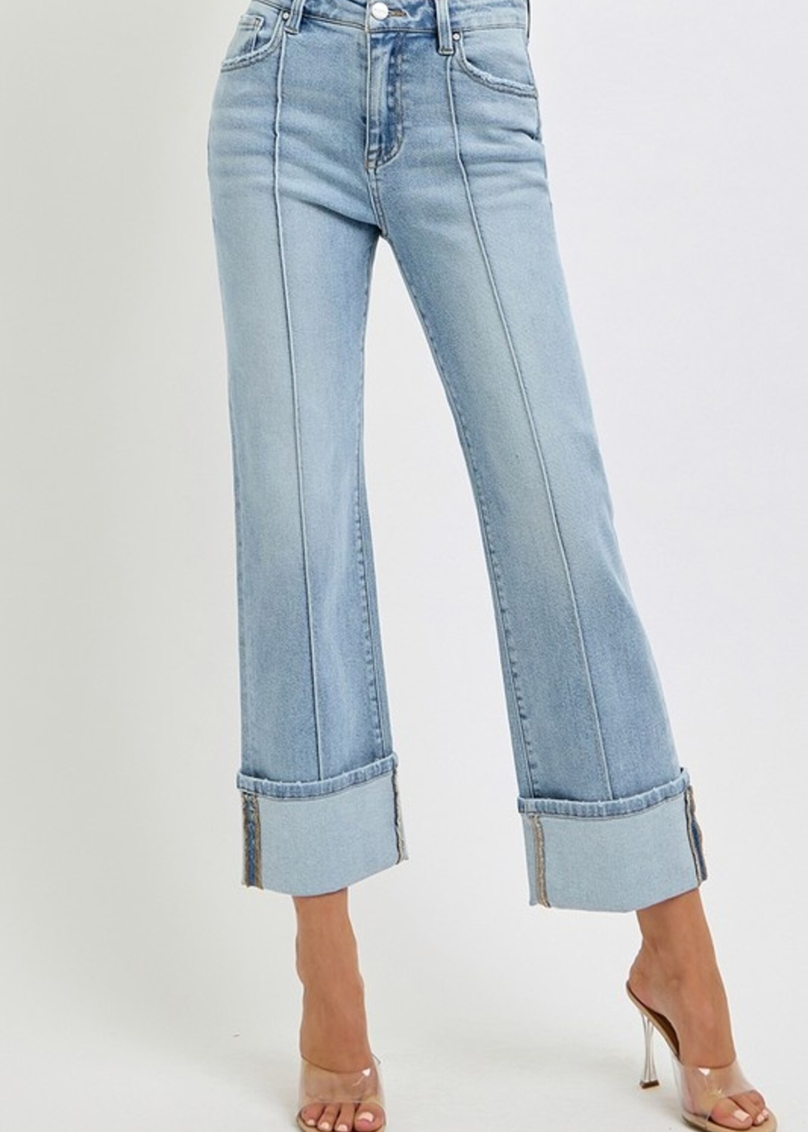 Pintuck cuff jean