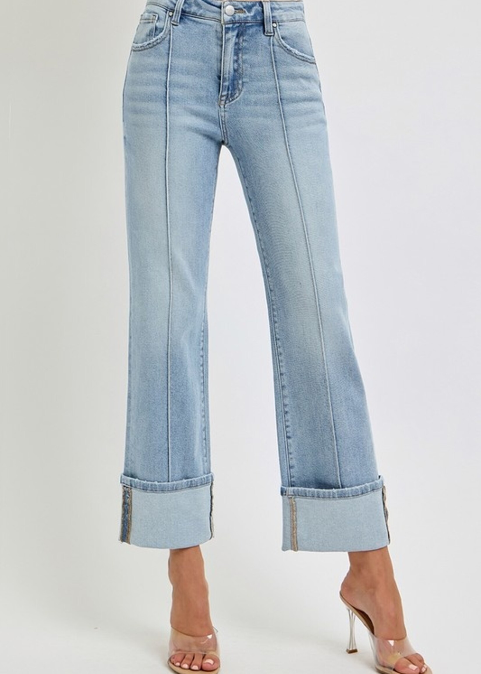 Pintuck cuff jean